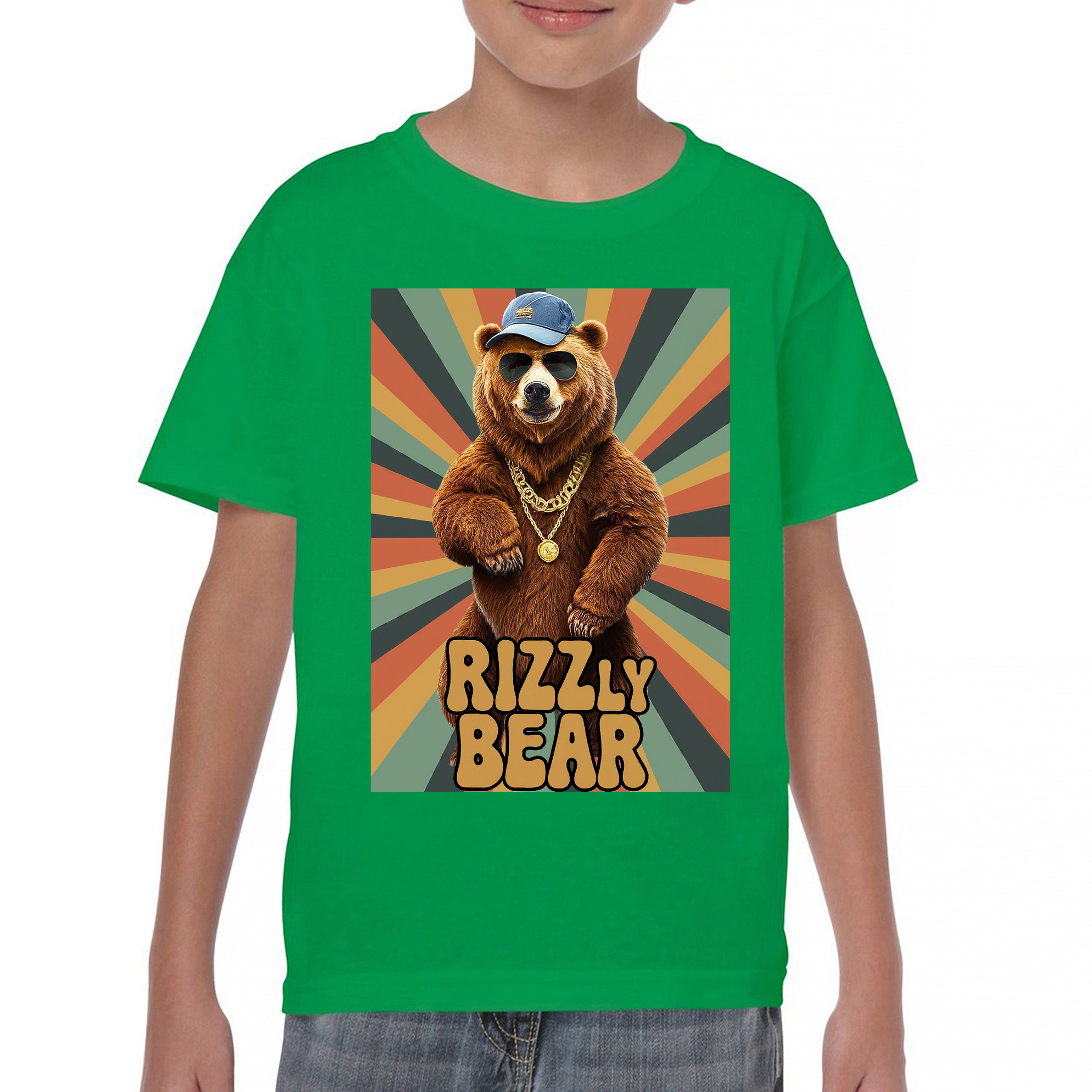 Rizzly Bear Funny Youth T-shirt Charisma Pun Charming Meme Grizzly Dating Kids - Picture 30 of 50
