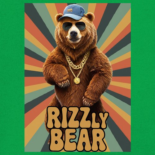 Rizzly Bear Funny Youth T-shirt Charisma Pun Charming Meme Grizzly Dating Kids - Picture 32 of 50