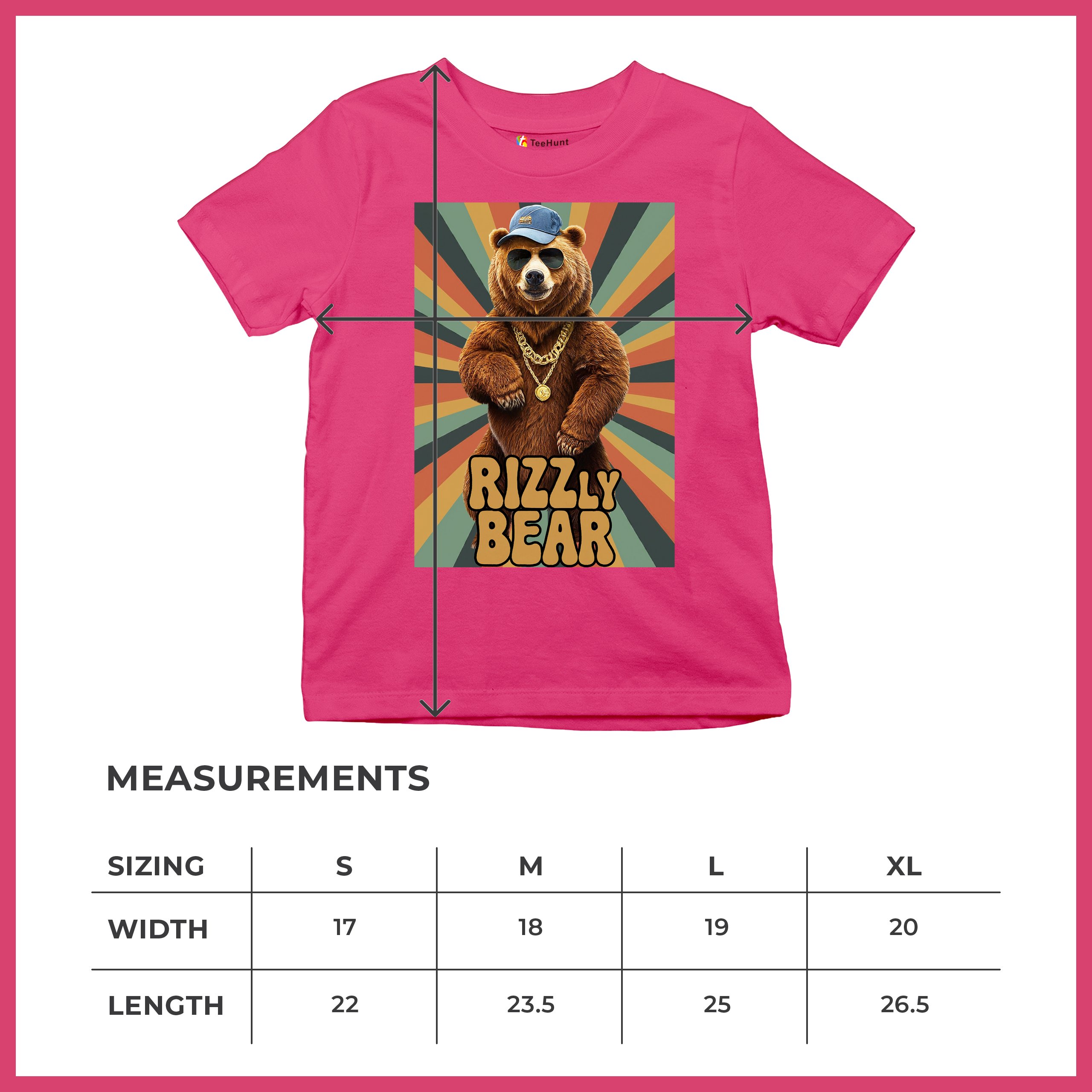 Rizzly Bear Funny Youth T-shirt Charisma Pun Charming Meme Grizzly Dating Kids - Picture 50 of 50