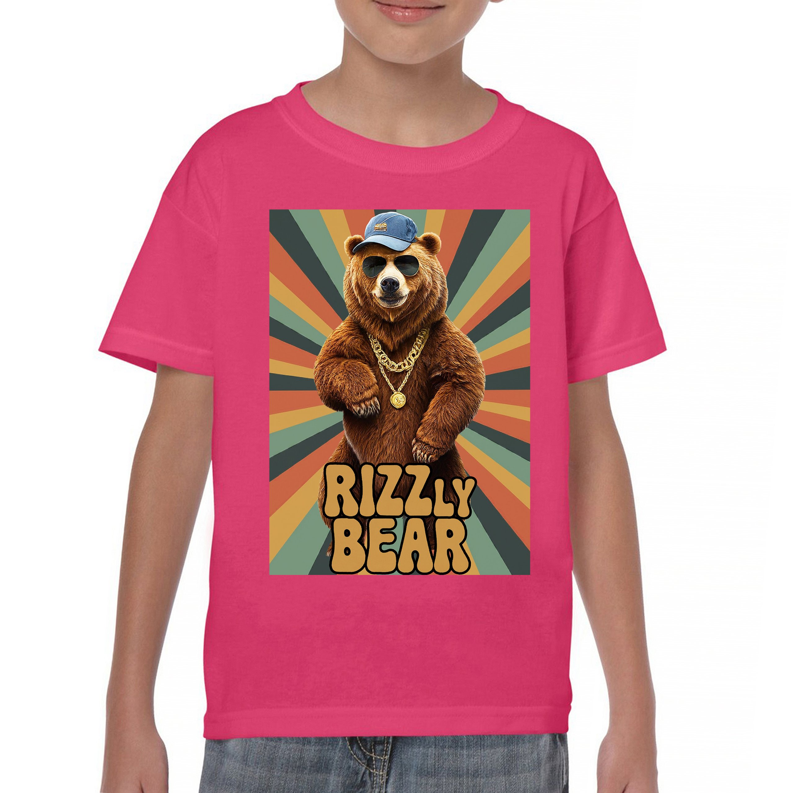 Rizzly Bear Funny Youth T-shirt Charisma Pun Charming Meme Grizzly Dating Kids - Picture 44 of 50
