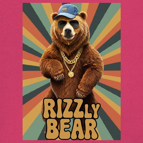 Rizzly Bear Funny Youth T-shirt Charisma Pun Charming Meme Grizzly Dating Kids - Picture 46 of 50