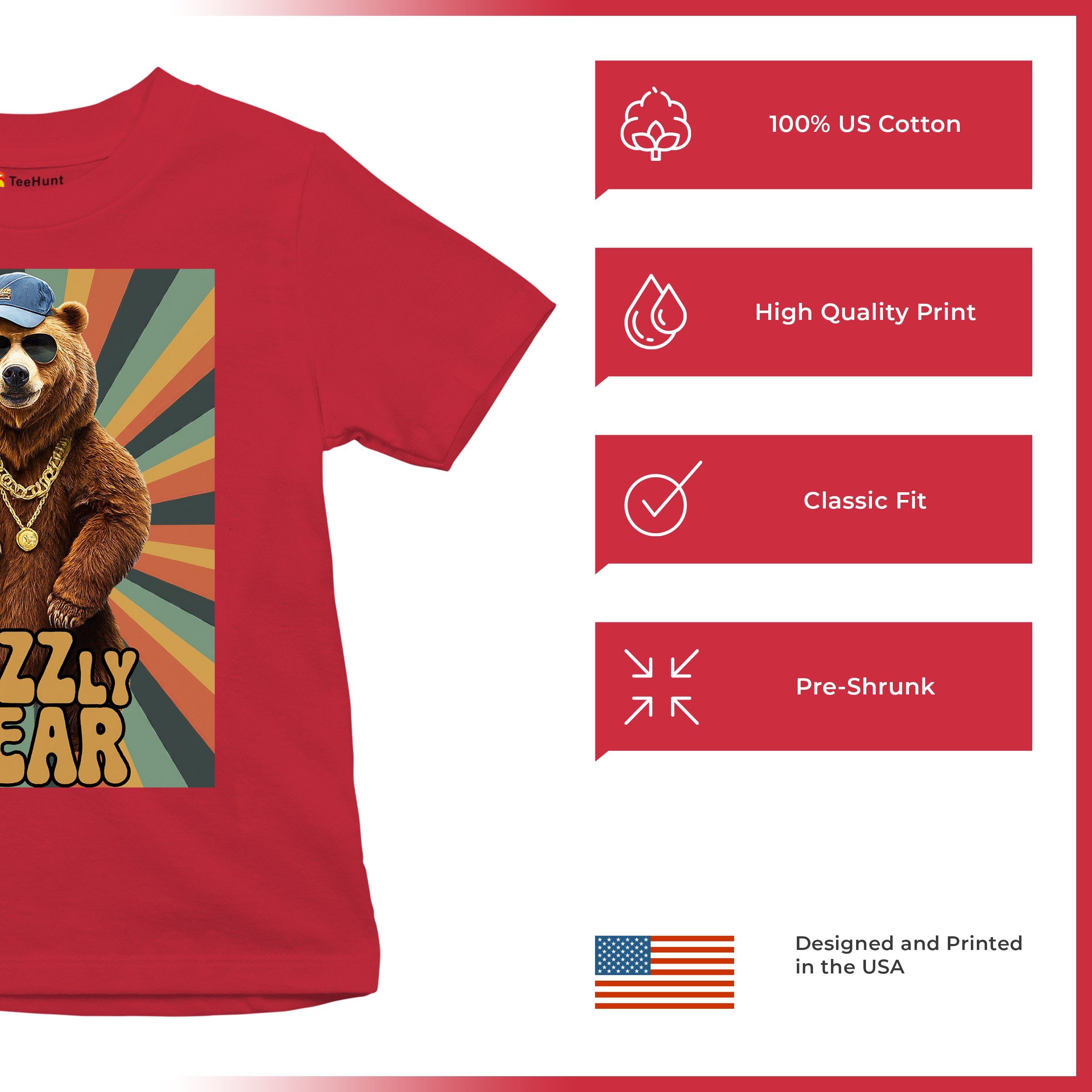 Rizzly Bear Funny Youth T-shirt Charisma Pun Charming Meme Grizzly Dating Kids - Picture 21 of 50