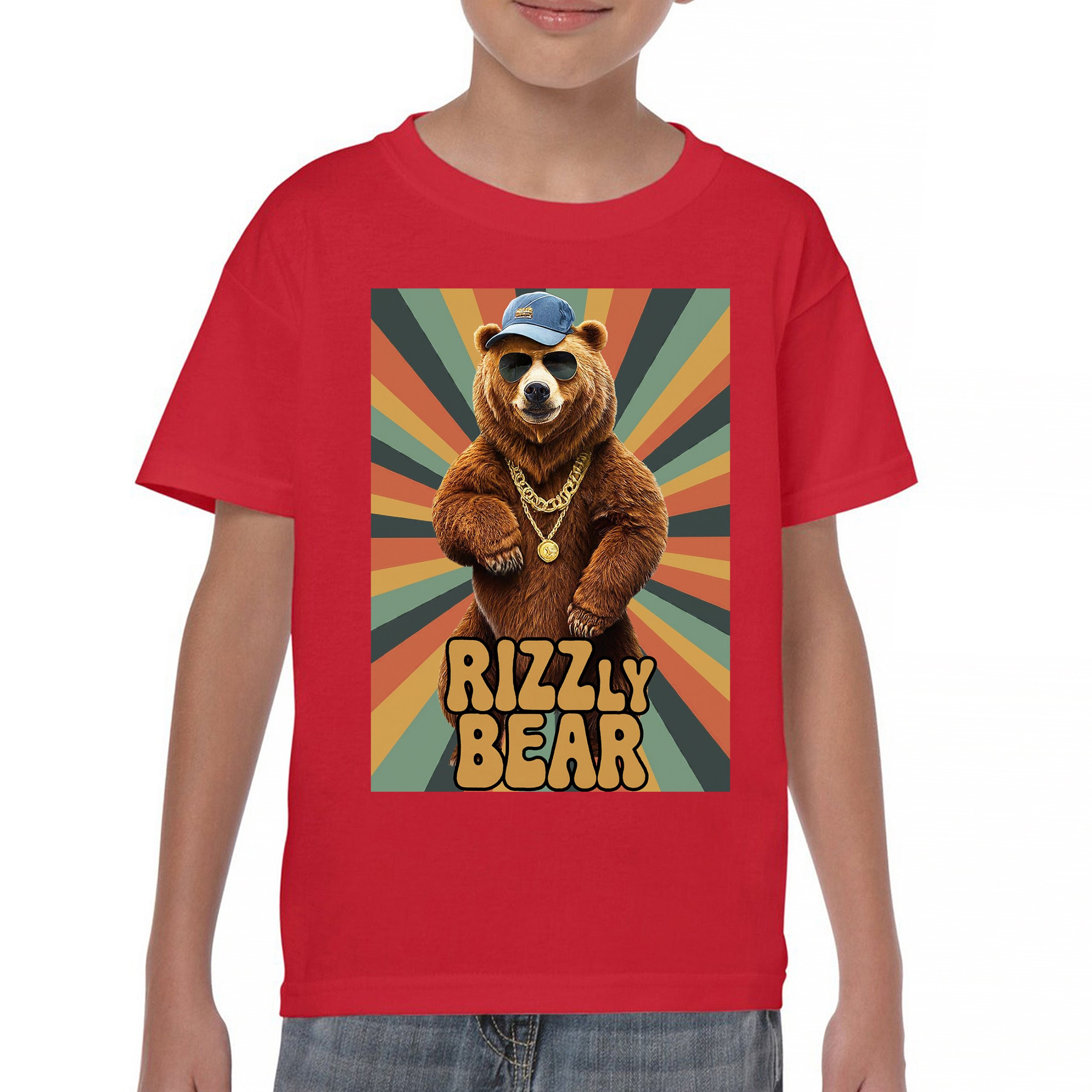 Rizzly Bear Funny Youth T-shirt Charisma Pun Charming Meme Grizzly Dating Kids - Picture 16 of 50
