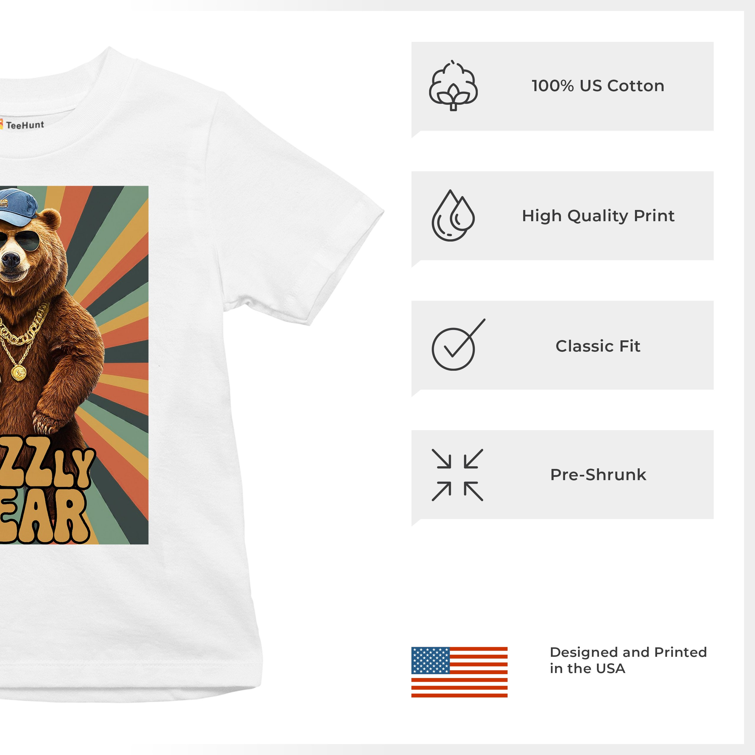 Rizzly Bear Funny Youth T-shirt Charisma Pun Charming Meme Grizzly Dating Kids - Picture 28 of 50