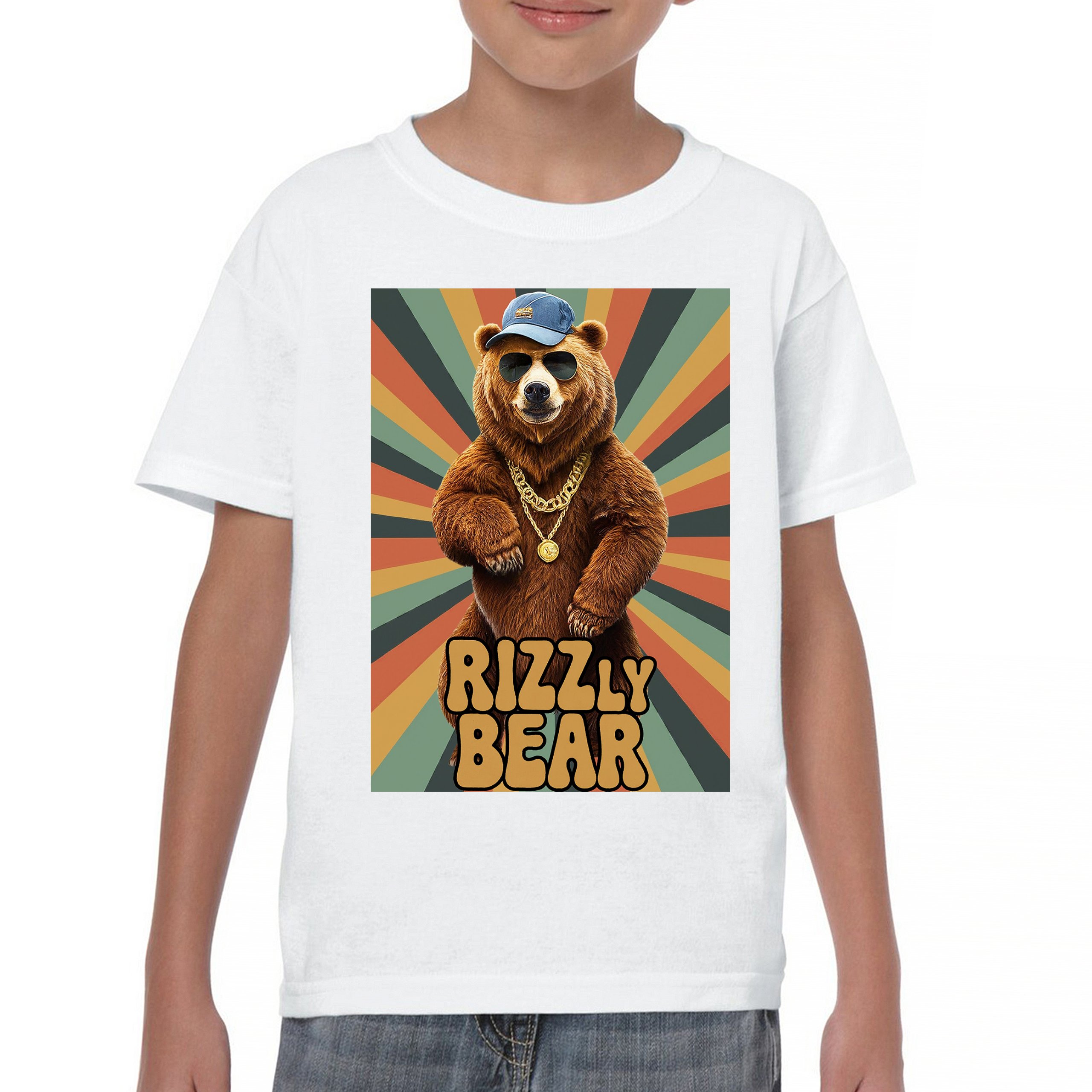 Rizzly Bear Funny Youth T-shirt Charisma Pun Charming Meme Grizzly Dating Kids - Picture 23 of 50