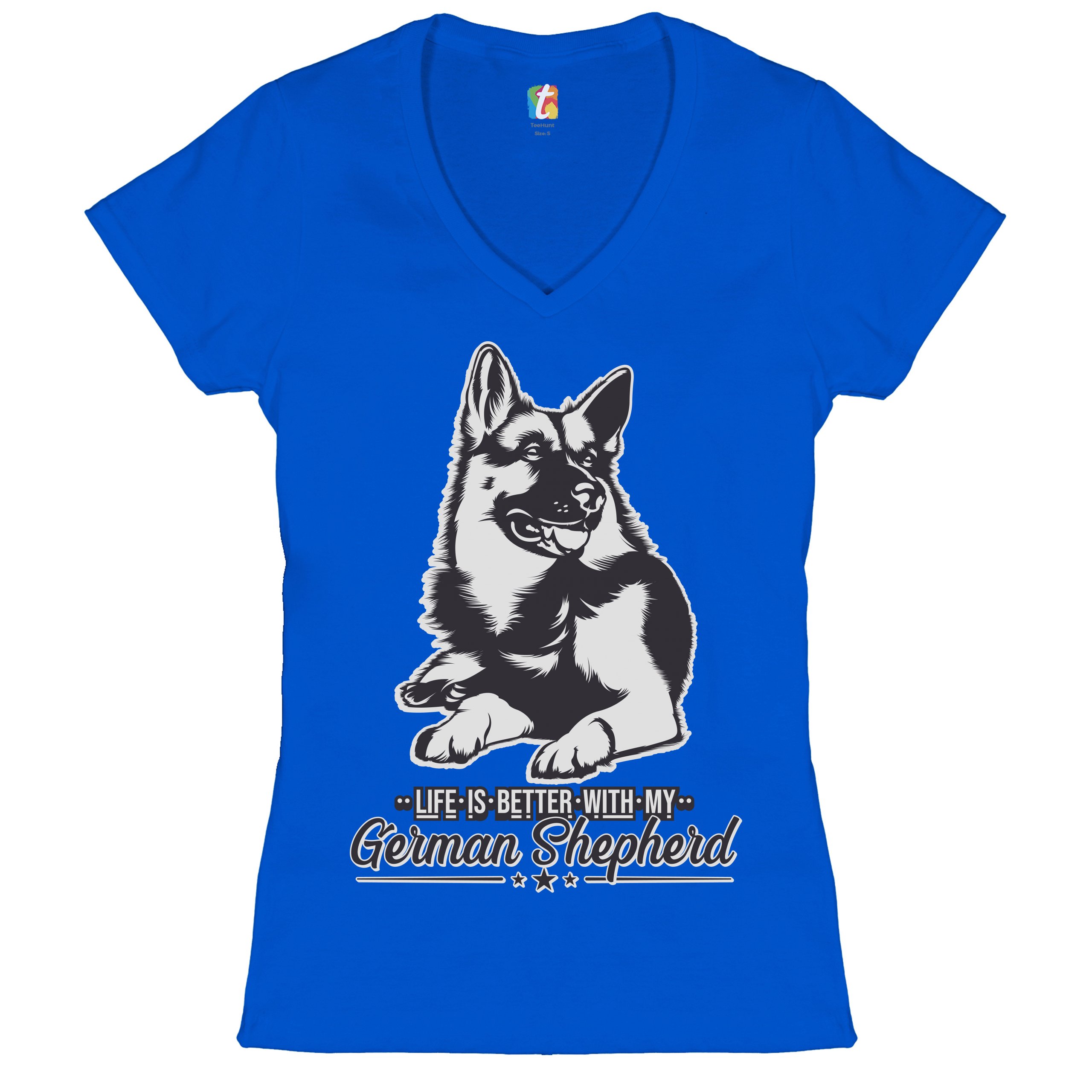 Life is Better With My German Shepherd Women's V-Neck T-shirt Dog Lover Tee - 第 30/41 張圖片