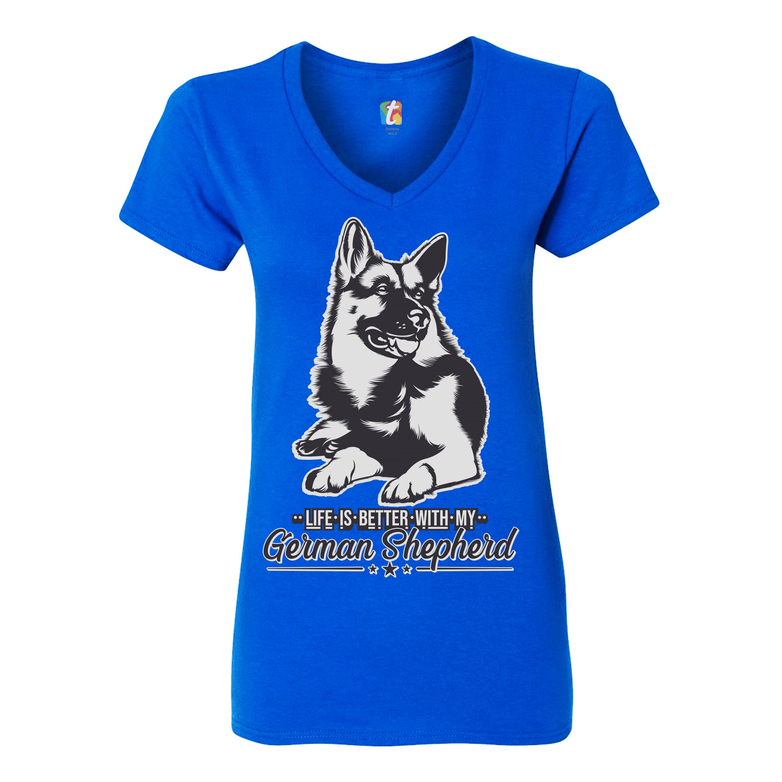 Life is Better With My German Shepherd Women's V-Neck T-shirt Dog Lover Tee - 第 31/41 張圖片