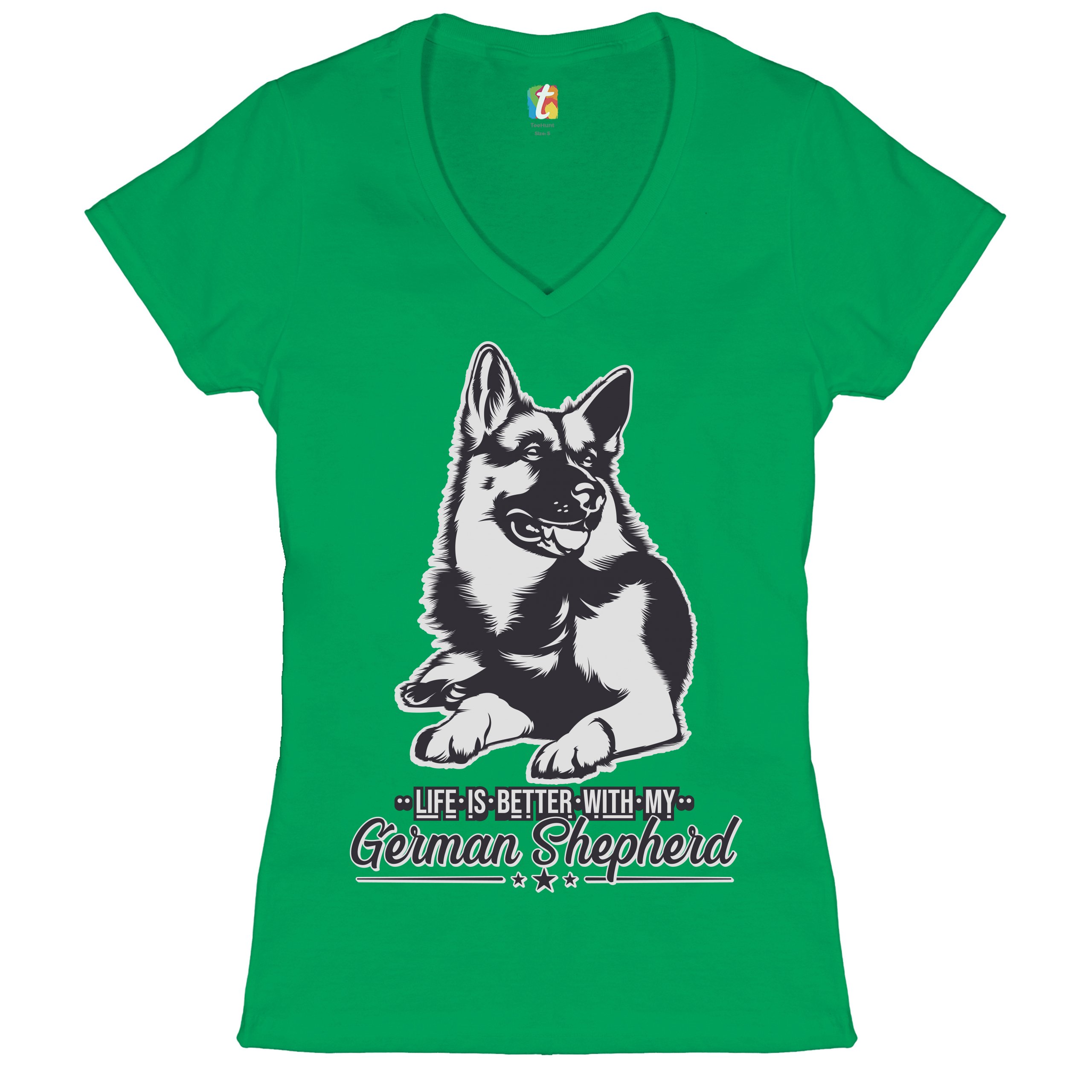 Life is Better With My German Shepherd Women's V-Neck T-shirt Dog Lover Tee - 第 26/41 張圖片