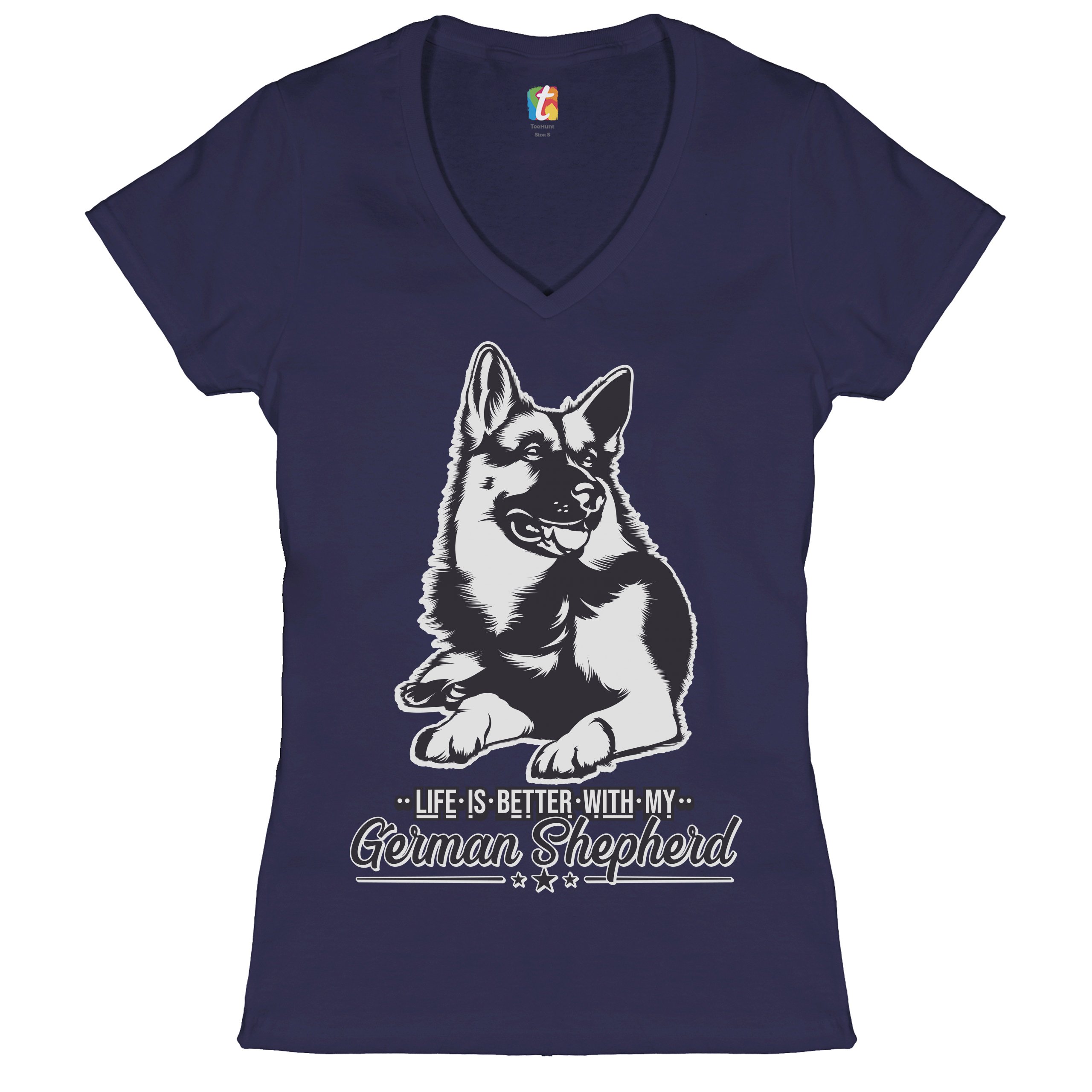Life is Better With My German Shepherd Women's V-Neck T-shirt Dog Lover Tee - 第 22/41 張圖片