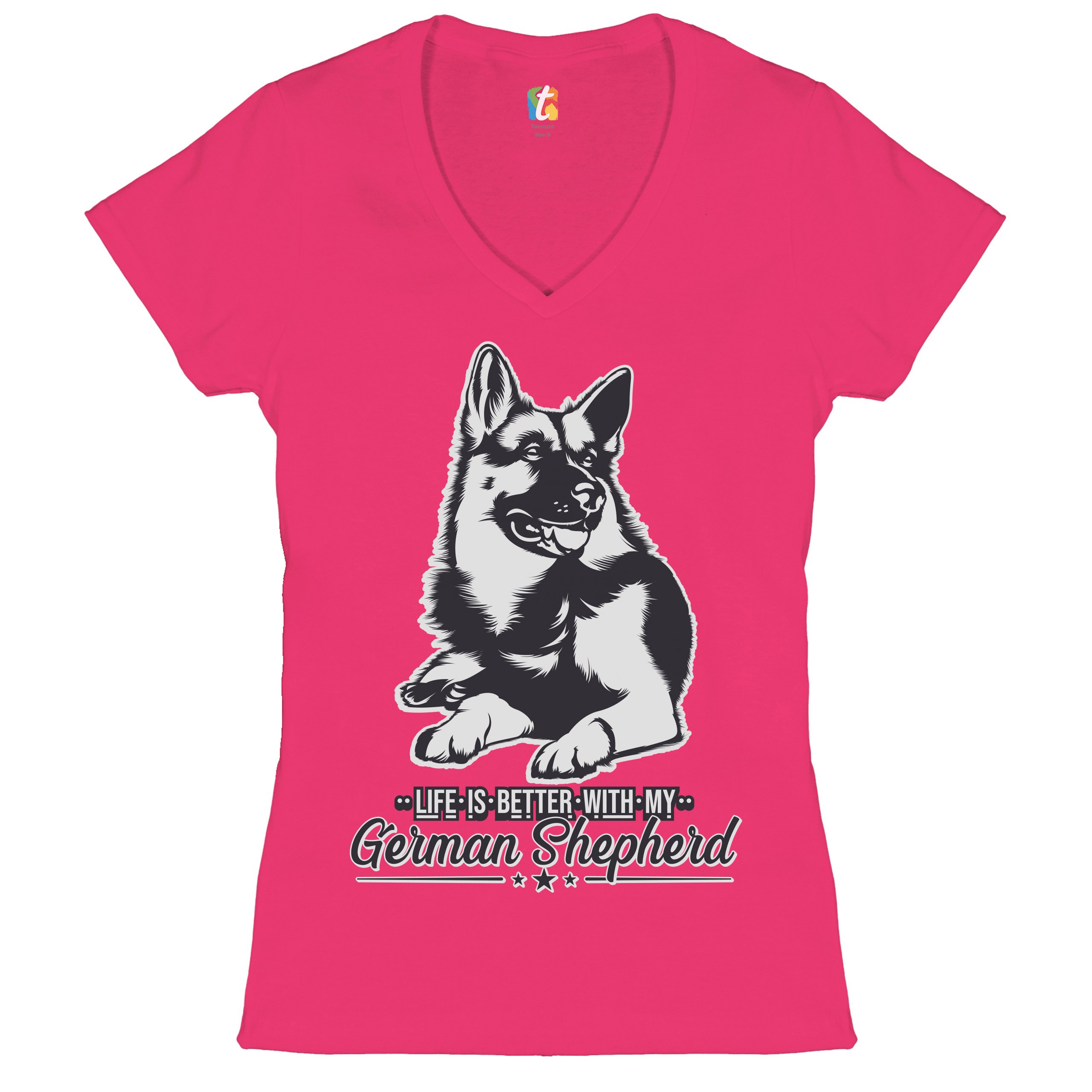 Life is Better With My German Shepherd Women's V-Neck T-shirt Dog Lover Tee - 第 34/41 張圖片