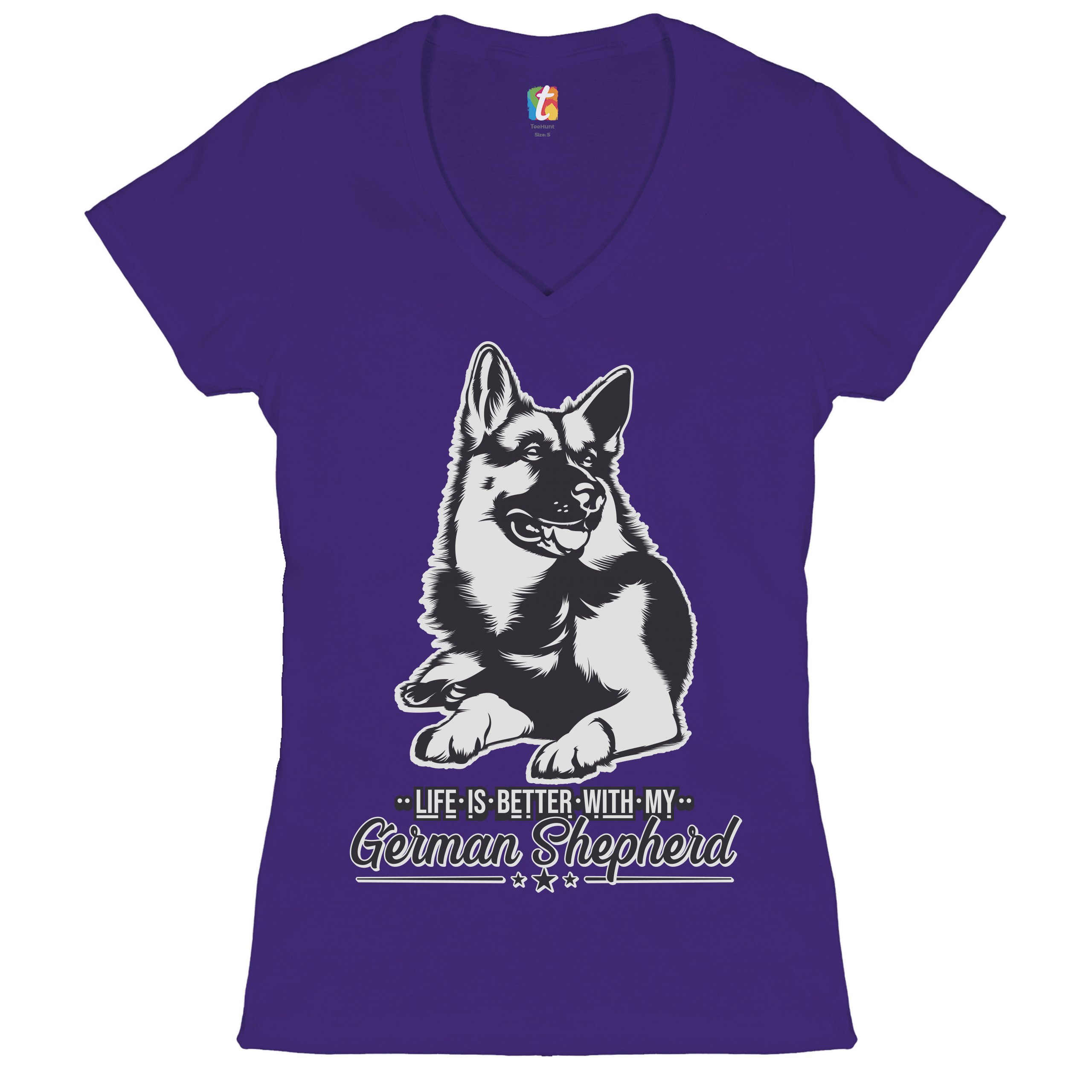 Life is Better With My German Shepherd Women's V-Neck T-shirt Dog Lover Tee - 第 10/41 張圖片