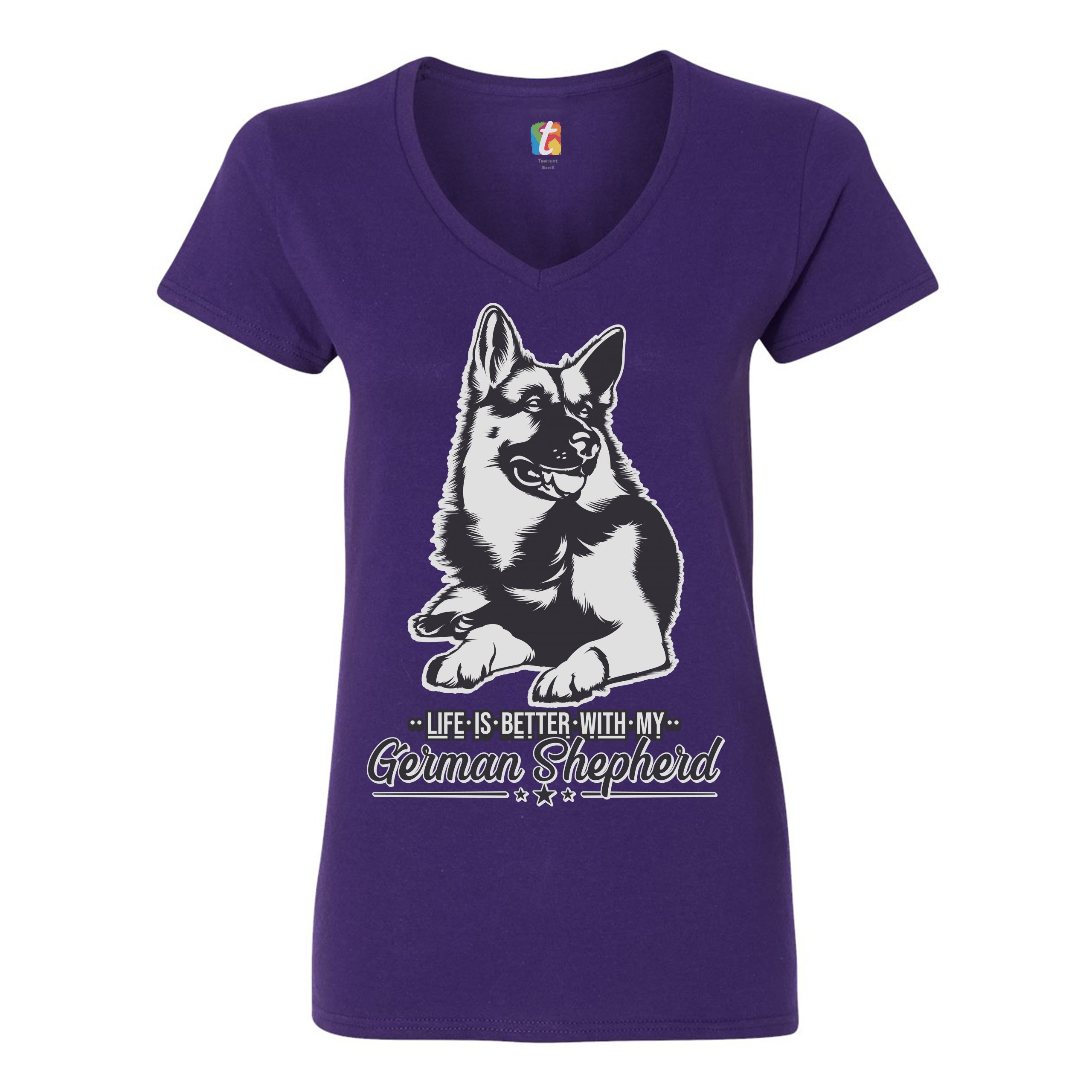 Life is Better With My German Shepherd Women's V-Neck T-shirt Dog Lover Tee - 第 11/41 張圖片