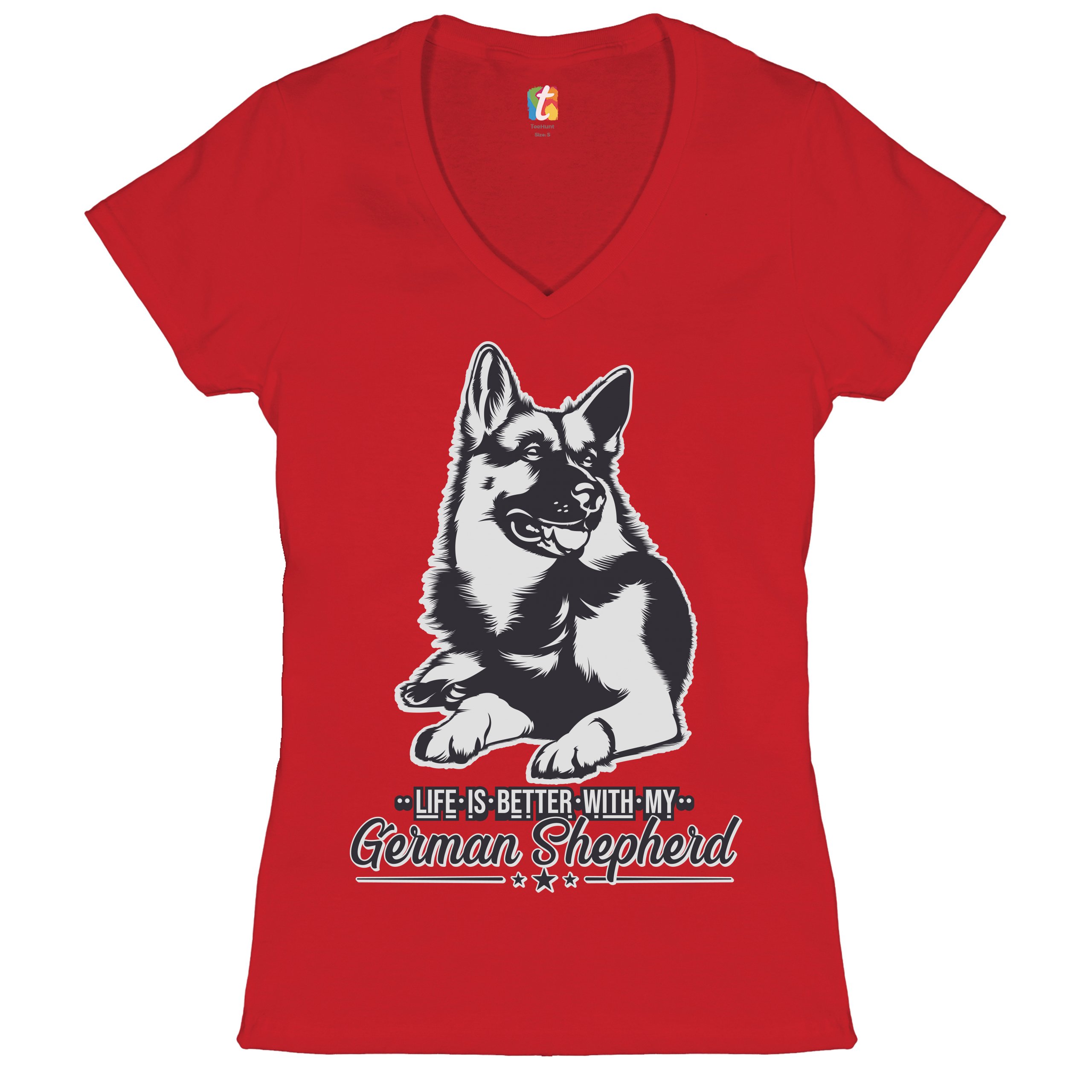 Life is Better With My German Shepherd Women's V-Neck T-shirt Dog Lover Tee - 第 14/41 張圖片