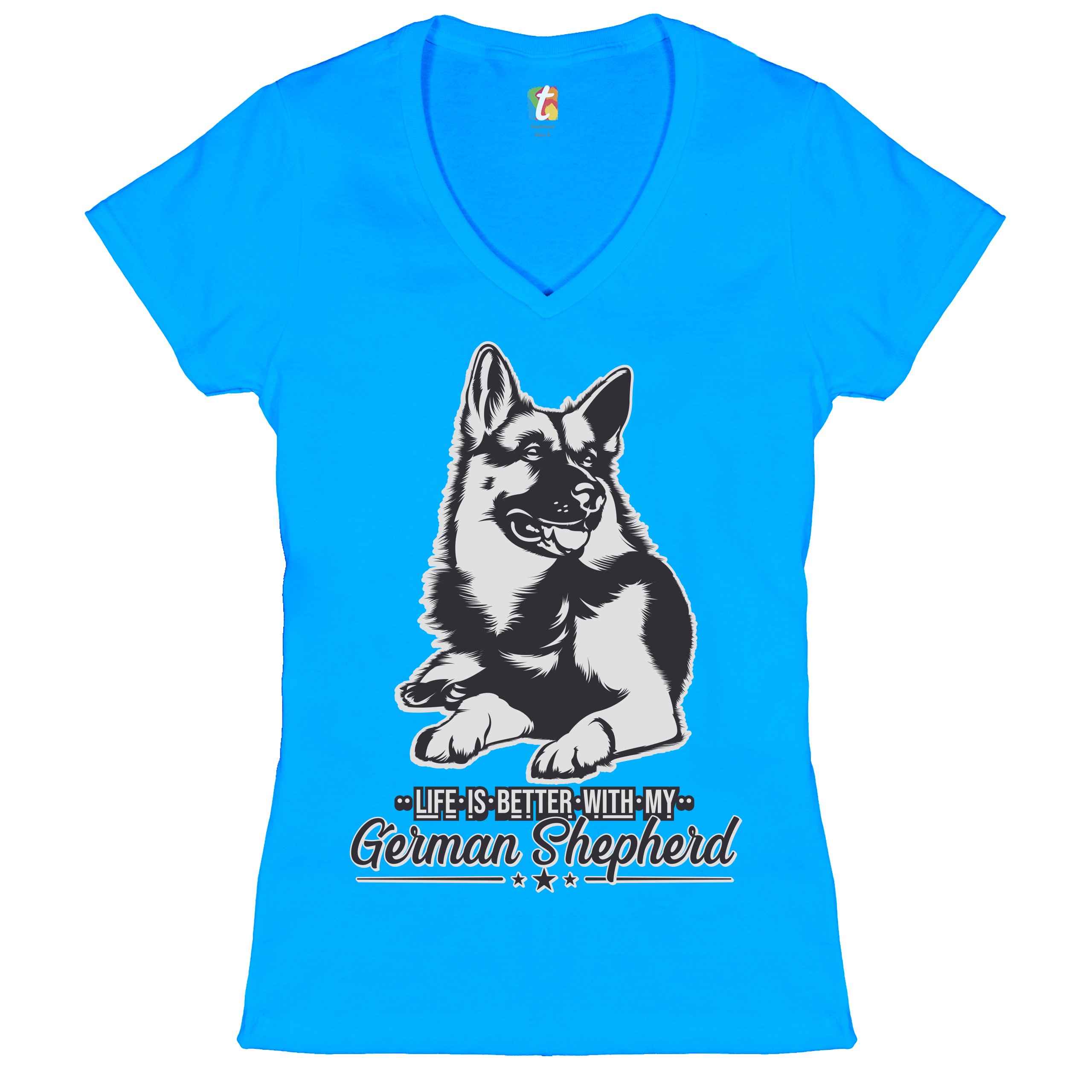 Life is Better With My German Shepherd Women's V-Neck T-shirt Dog Lover Tee - 第 38/41 張圖片