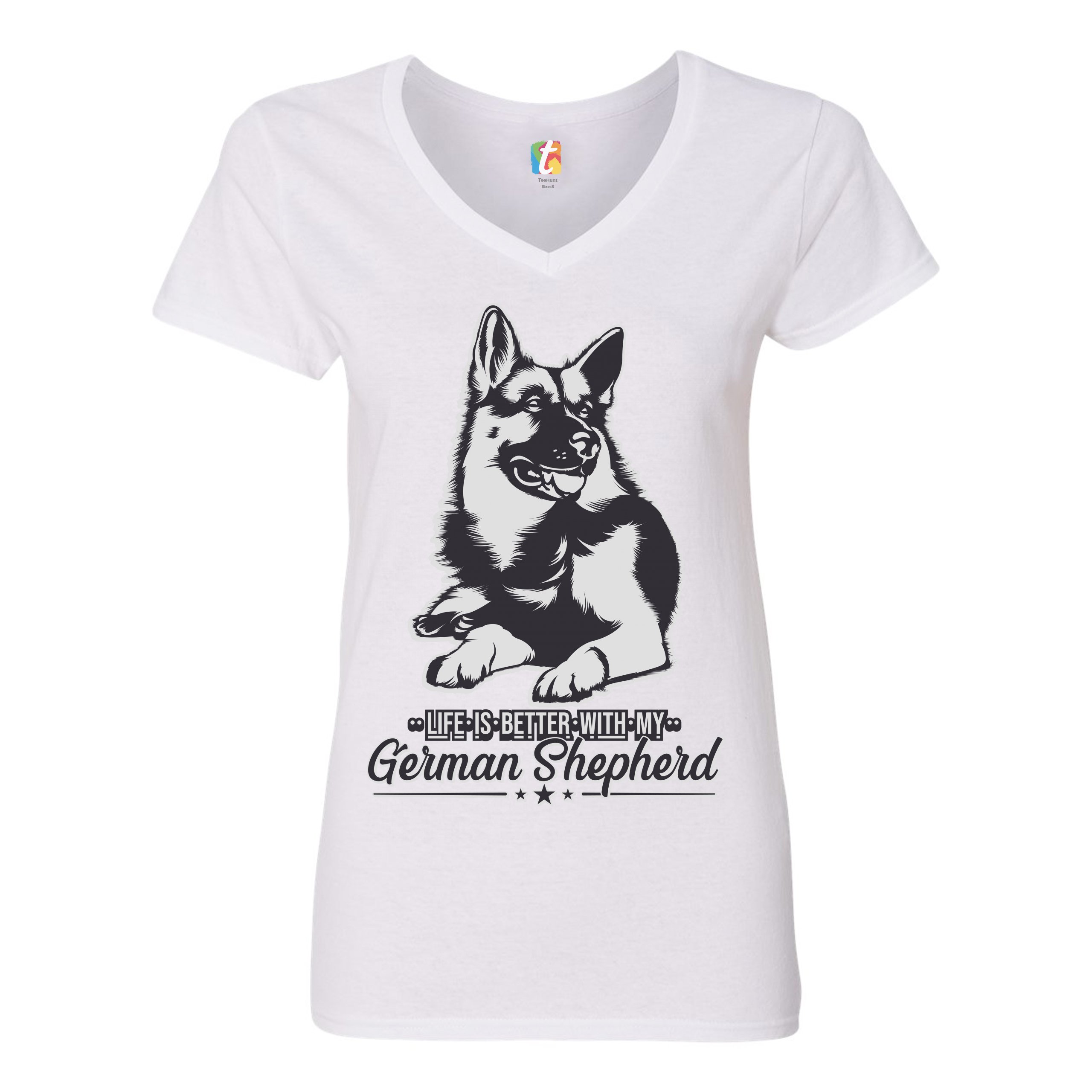 Life is Better With My German Shepherd Women's V-Neck T-shirt Dog Lover Tee - 第 19/41 張圖片