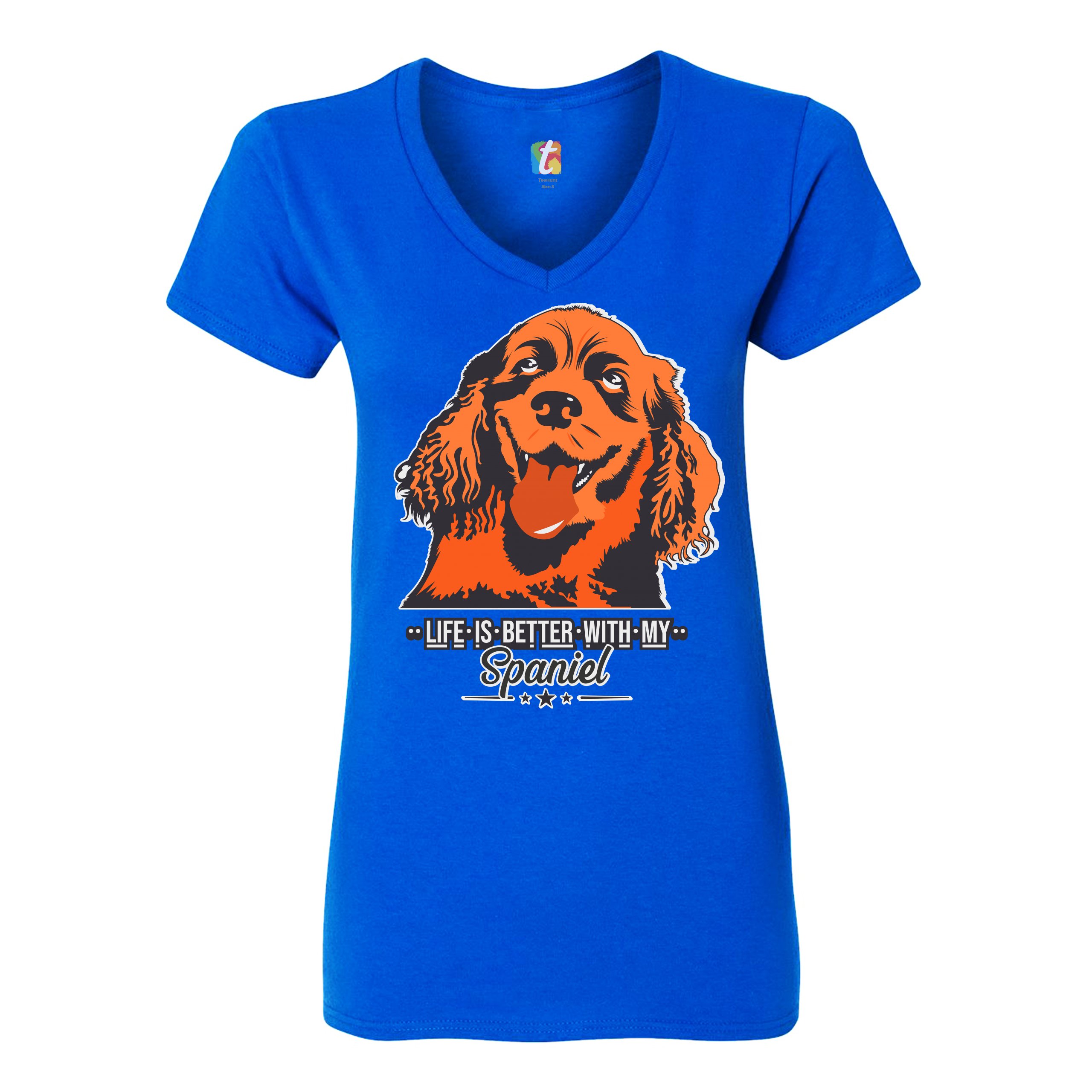Life is Better With My Spaniel Women's V-Neck T-shirt Cocker Spaniel Dog Tee - Picture 31 of 41