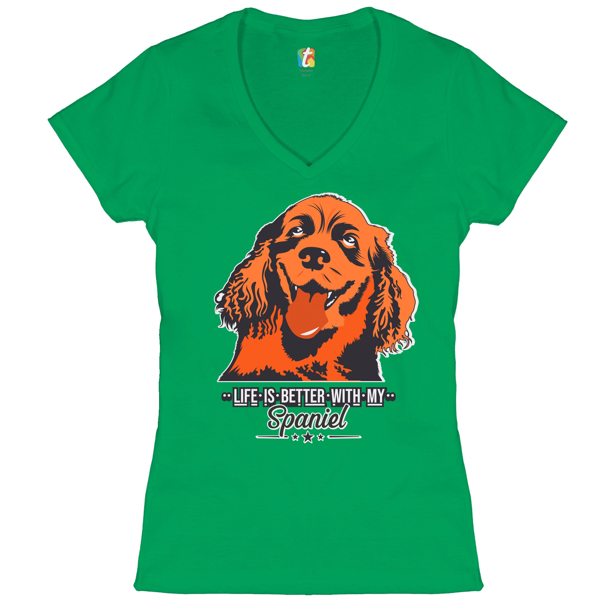 Life is Better With My Spaniel Women's V-Neck T-shirt Cocker Spaniel Dog Tee - Picture 26 of 41