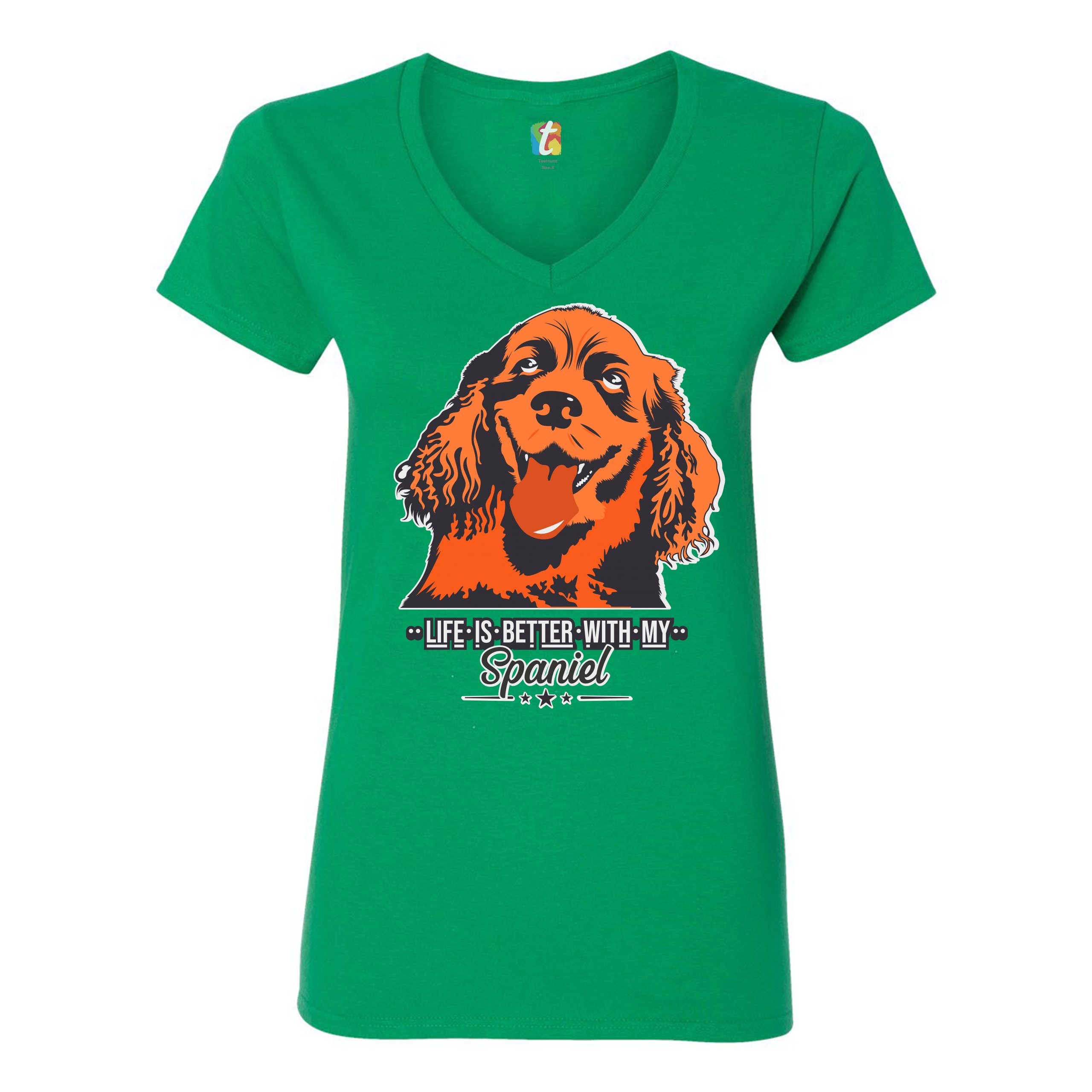 Life is Better With My Spaniel Women's V-Neck T-shirt Cocker Spaniel Dog Tee - Picture 27 of 41