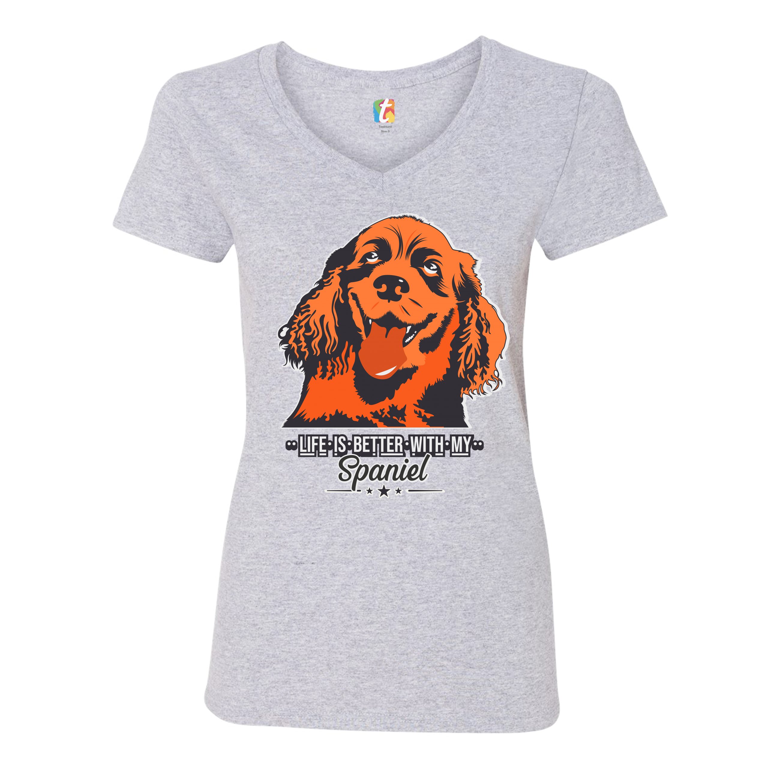 Life is Better With My Spaniel Women's V-Neck T-shirt Cocker Spaniel Dog Tee - Picture 7 of 41