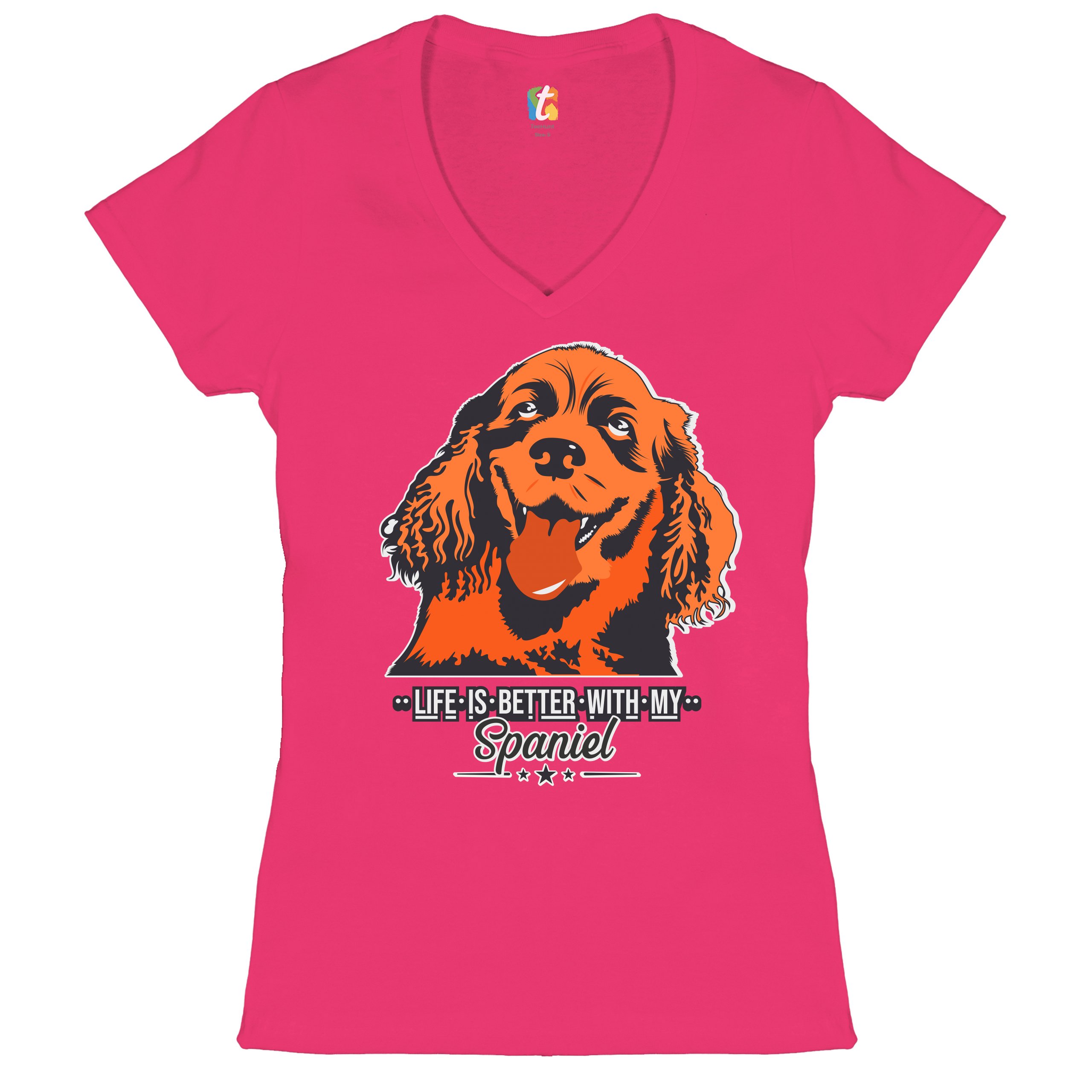 Life is Better With My Spaniel Women's V-Neck T-shirt Cocker Spaniel Dog Tee - Picture 34 of 41