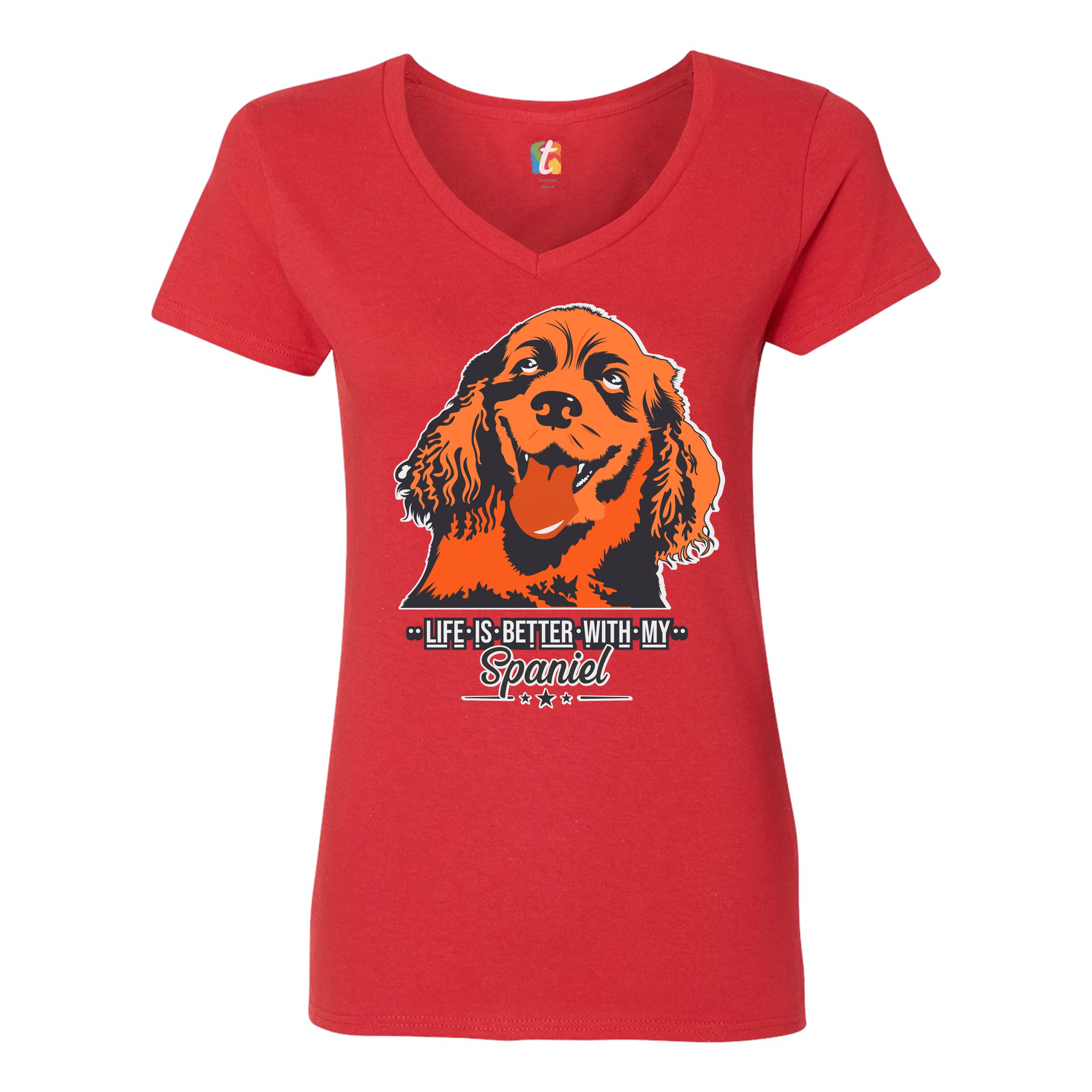 Life is Better With My Spaniel Women's V-Neck T-shirt Cocker Spaniel Dog Tee - Picture 15 of 41