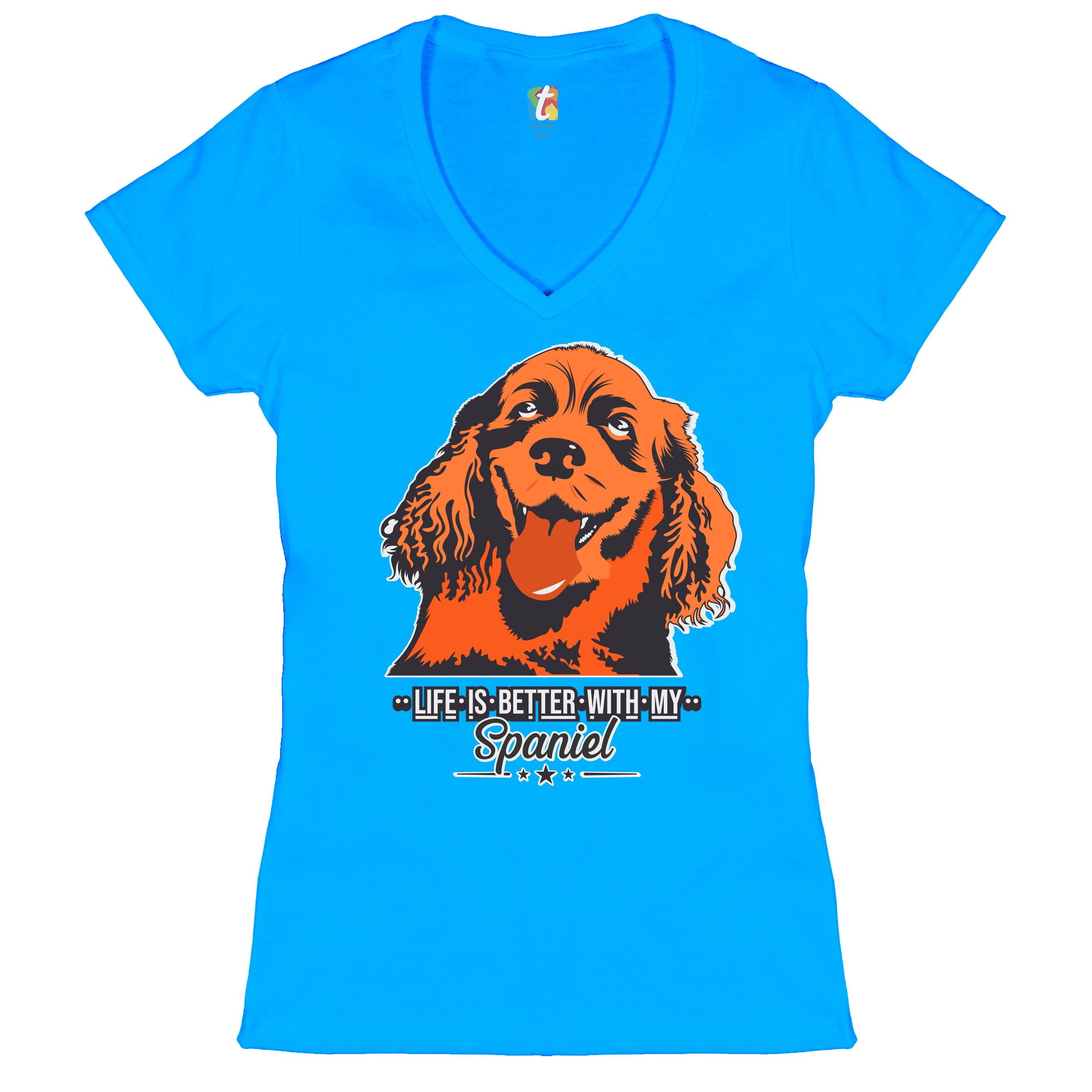 Life is Better With My Spaniel Women's V-Neck T-shirt Cocker Spaniel Dog Tee - Picture 38 of 41