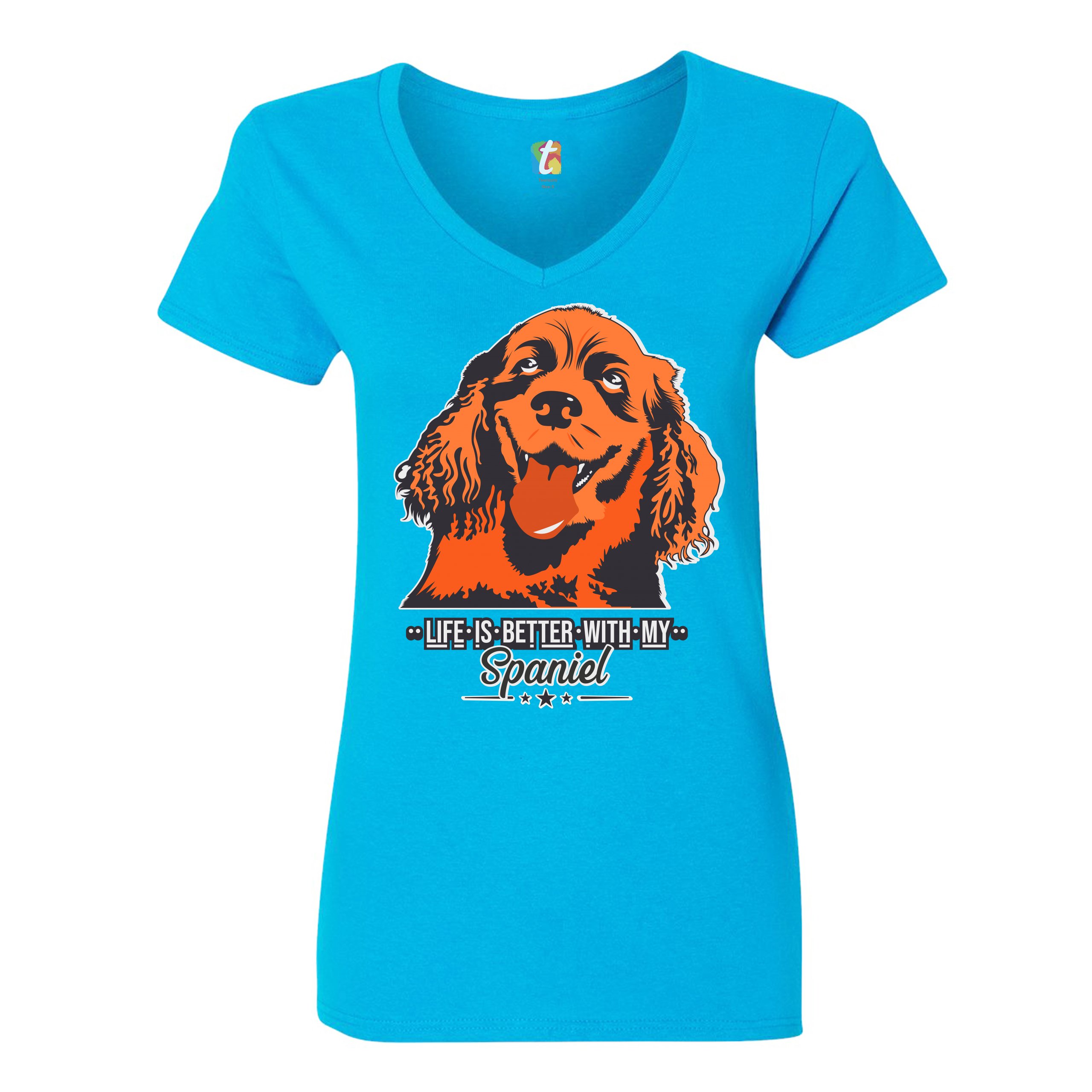 Life is Better With My Spaniel Women's V-Neck T-shirt Cocker Spaniel Dog Tee - Picture 39 of 41