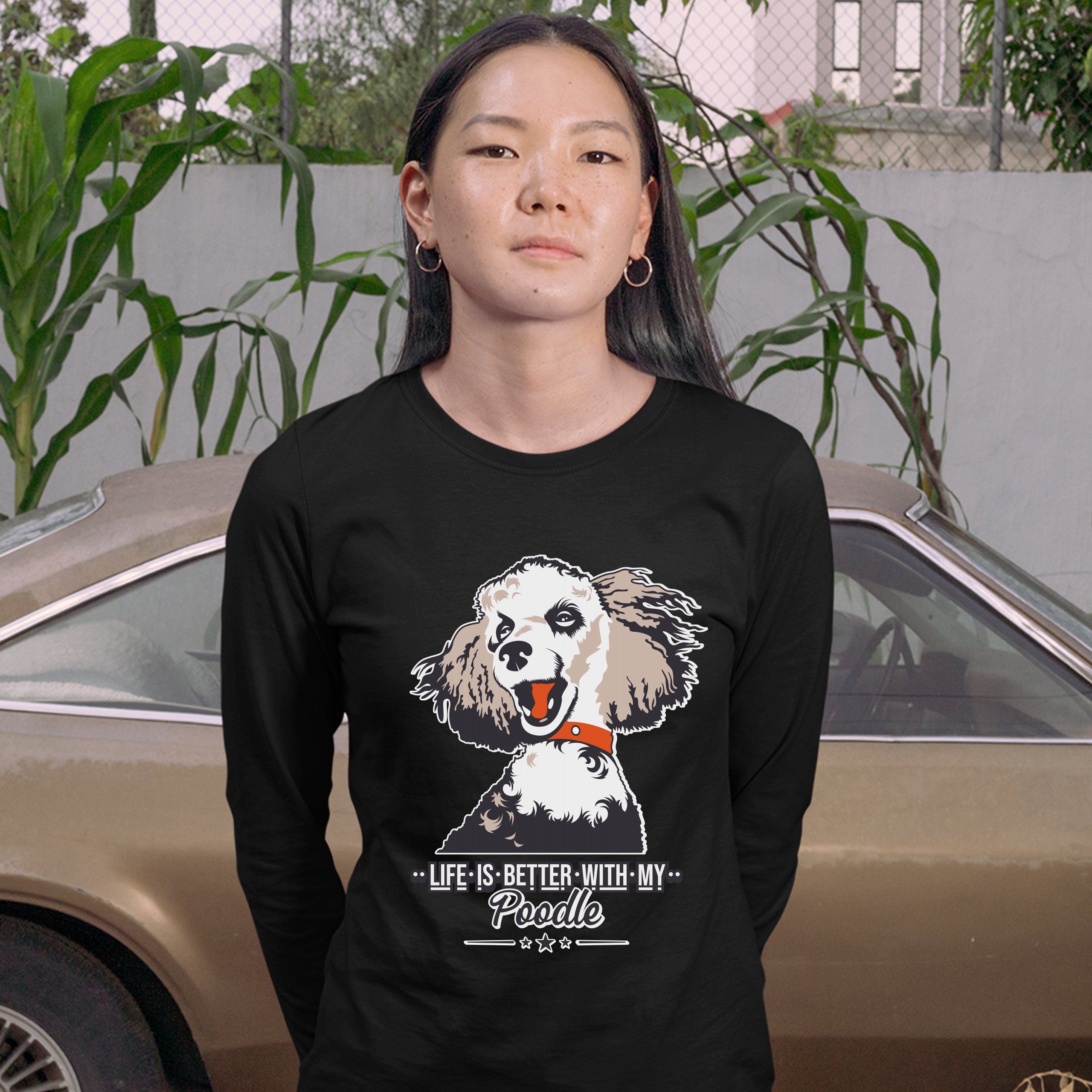 Life is Better With My Poodle Women's Long Sleeve T-shirt Caniche Dog Lover Pet - Picture 9 of 29