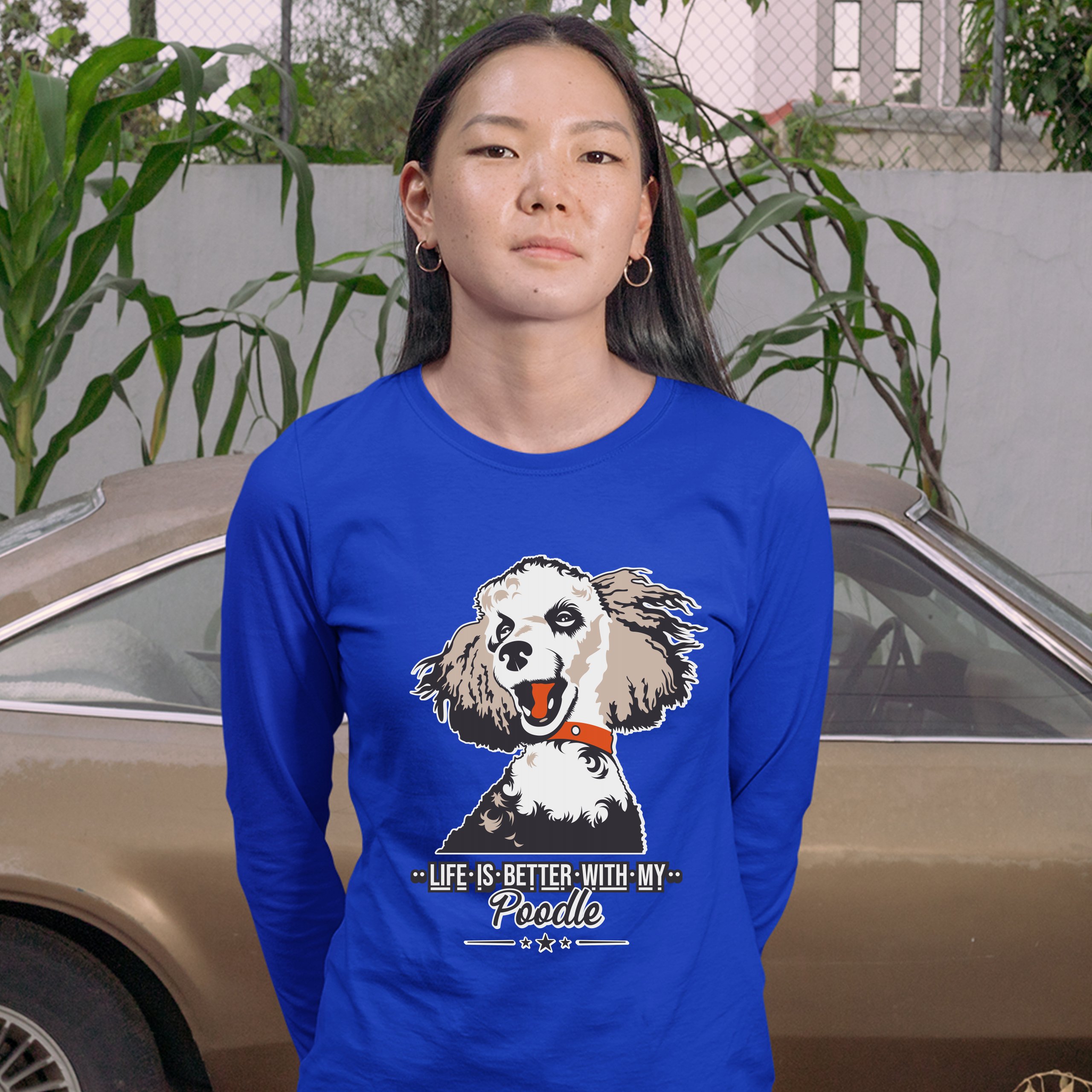 Life is Better With My Poodle Women's Long Sleeve T-shirt Caniche Dog Lover Pet - Picture 25 of 29