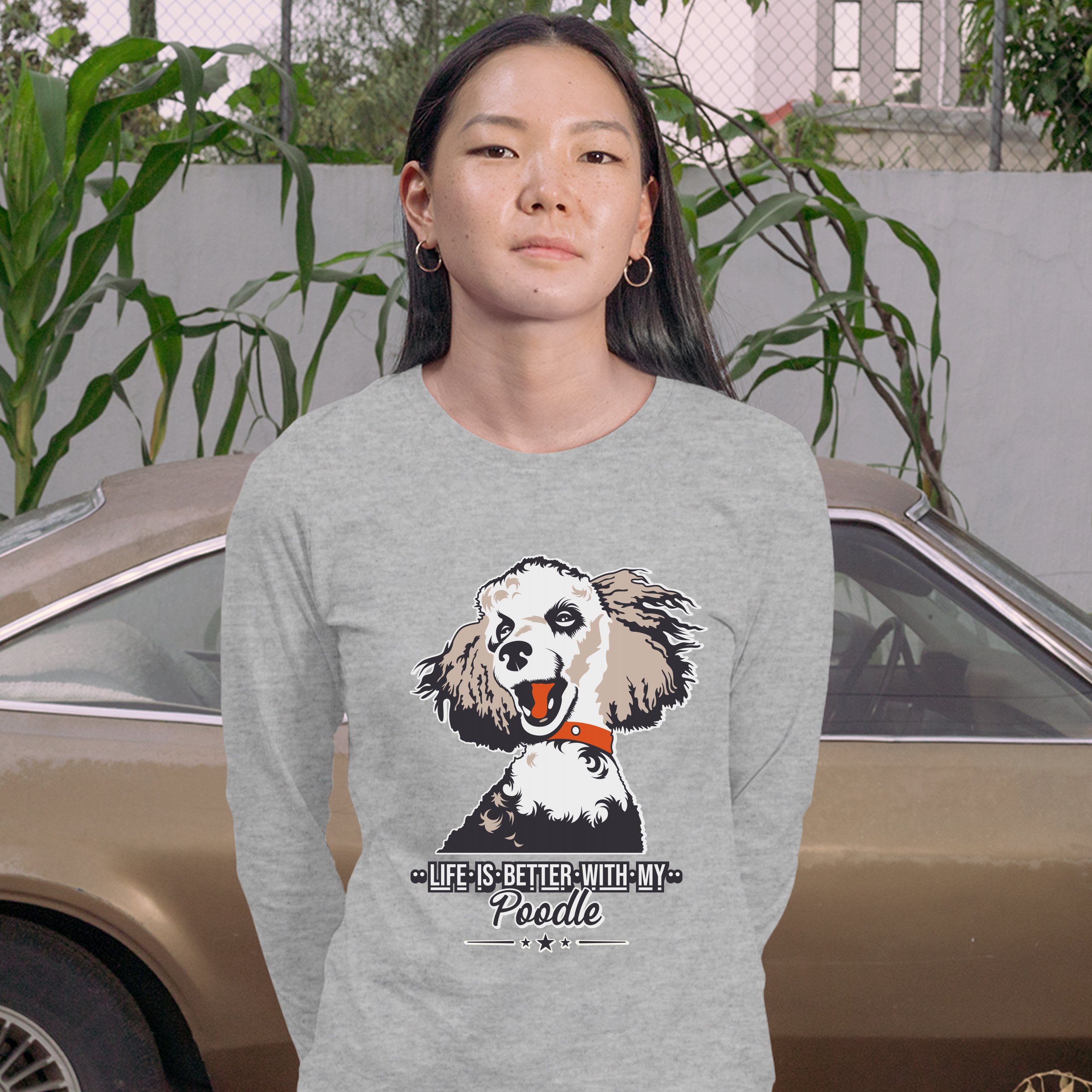 Life is Better With My Poodle Women's Long Sleeve T-shirt Caniche Dog Lover Pet - Picture 13 of 29
