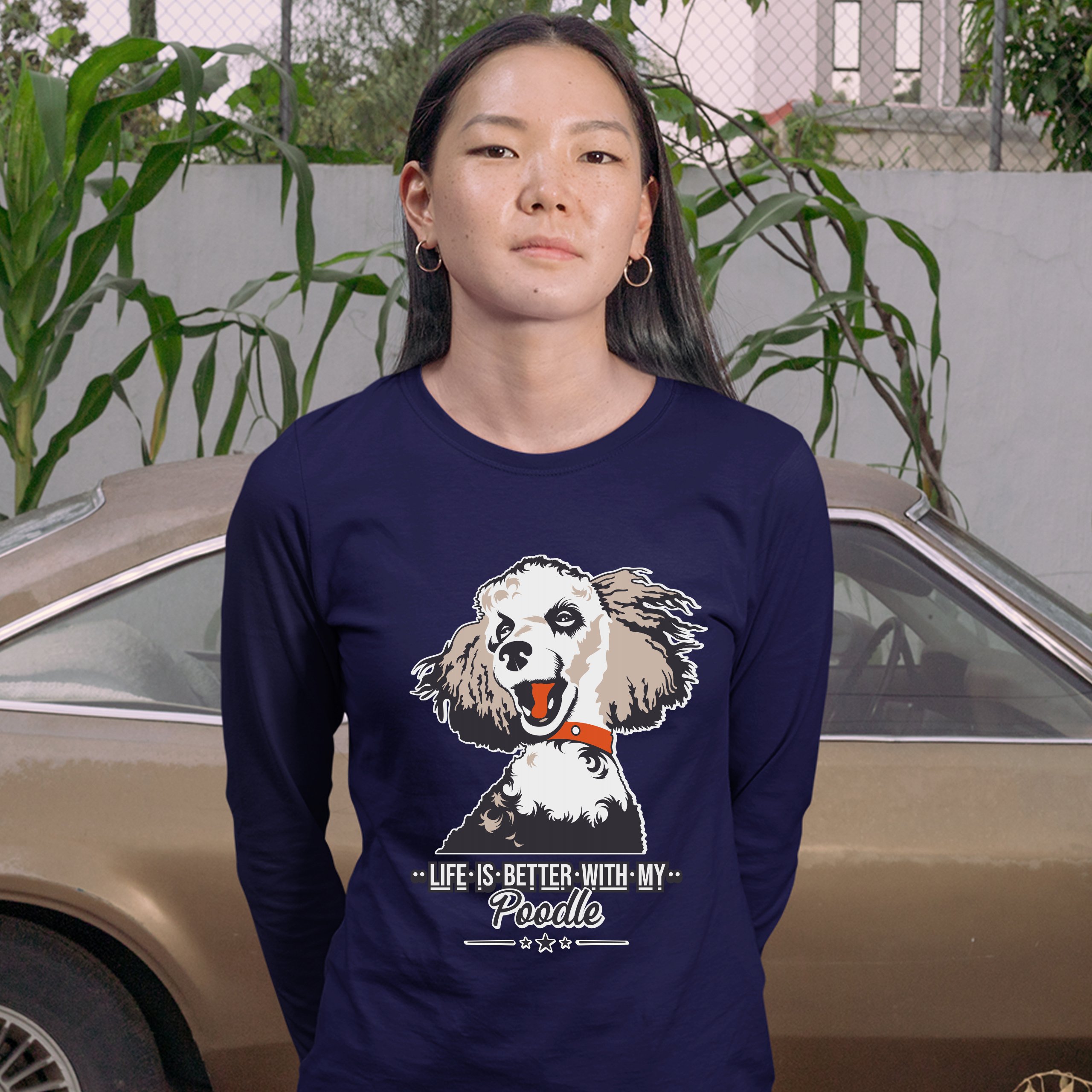 Life is Better With My Poodle Women's Long Sleeve T-shirt Caniche Dog Lover Pet - Picture 21 of 29