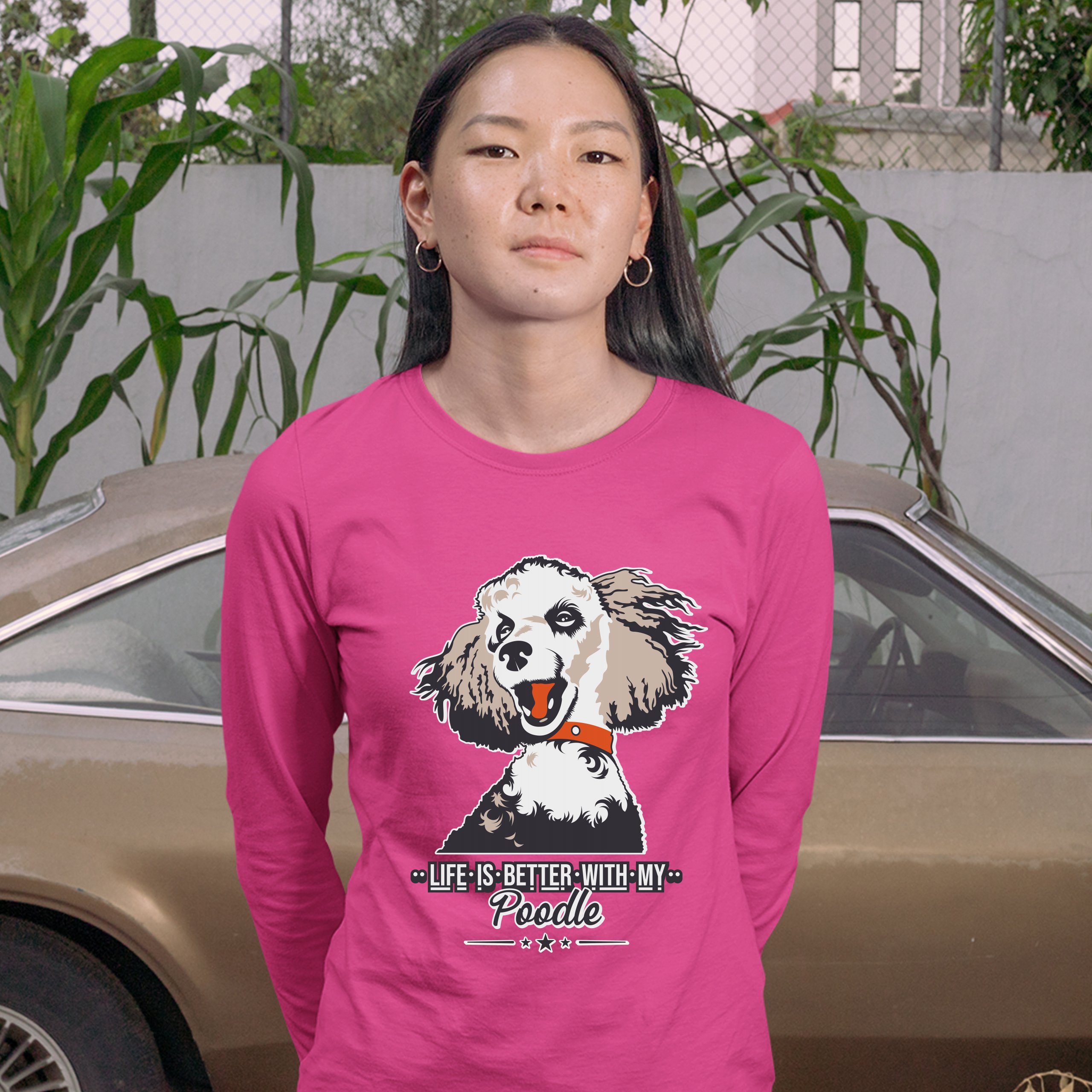 Life is Better With My Poodle Women's Long Sleeve T-shirt Caniche Dog Lover Pet - Picture 29 of 29