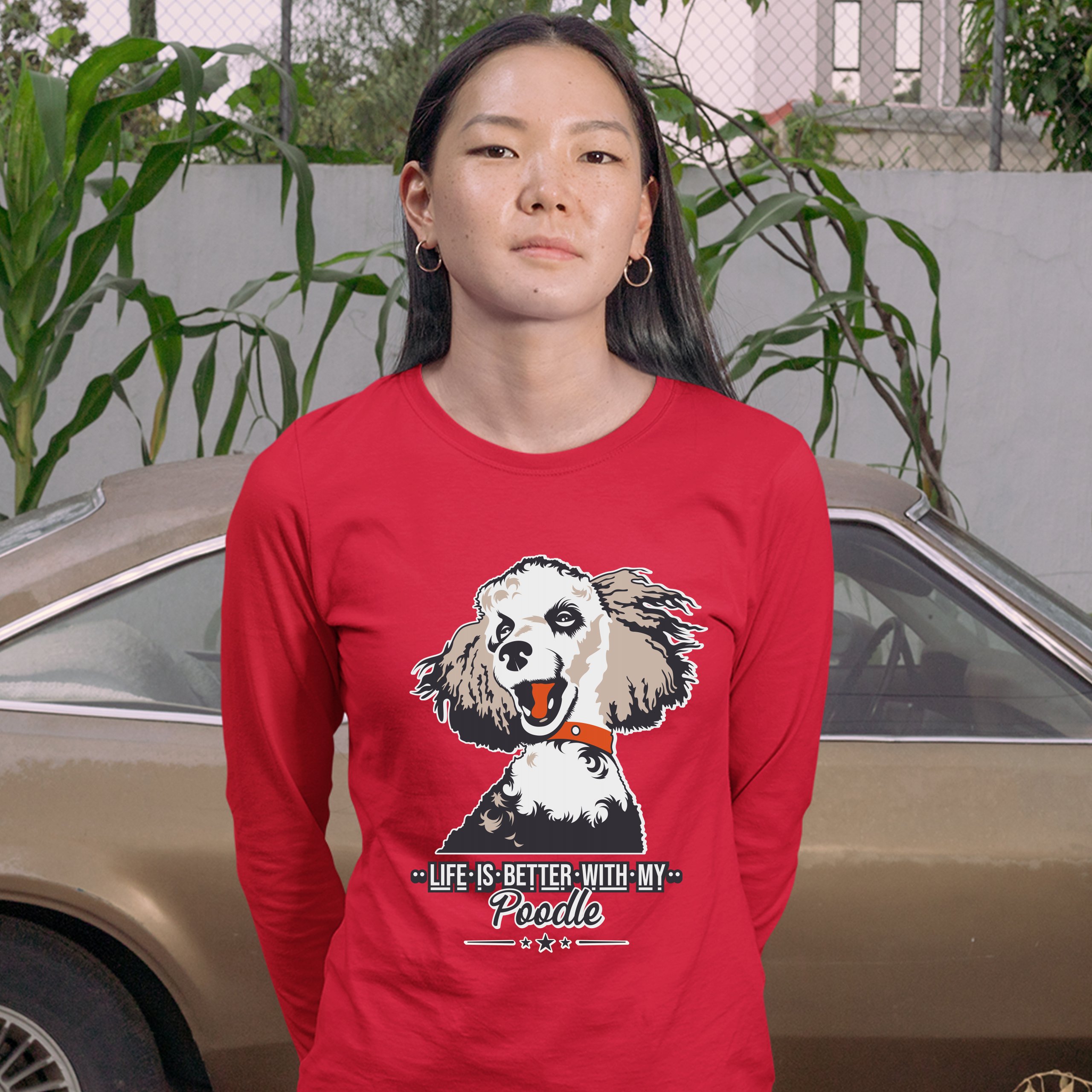 Life is Better With My Poodle Women's Long Sleeve T-shirt Caniche Dog Lover Pet - Picture 17 of 29