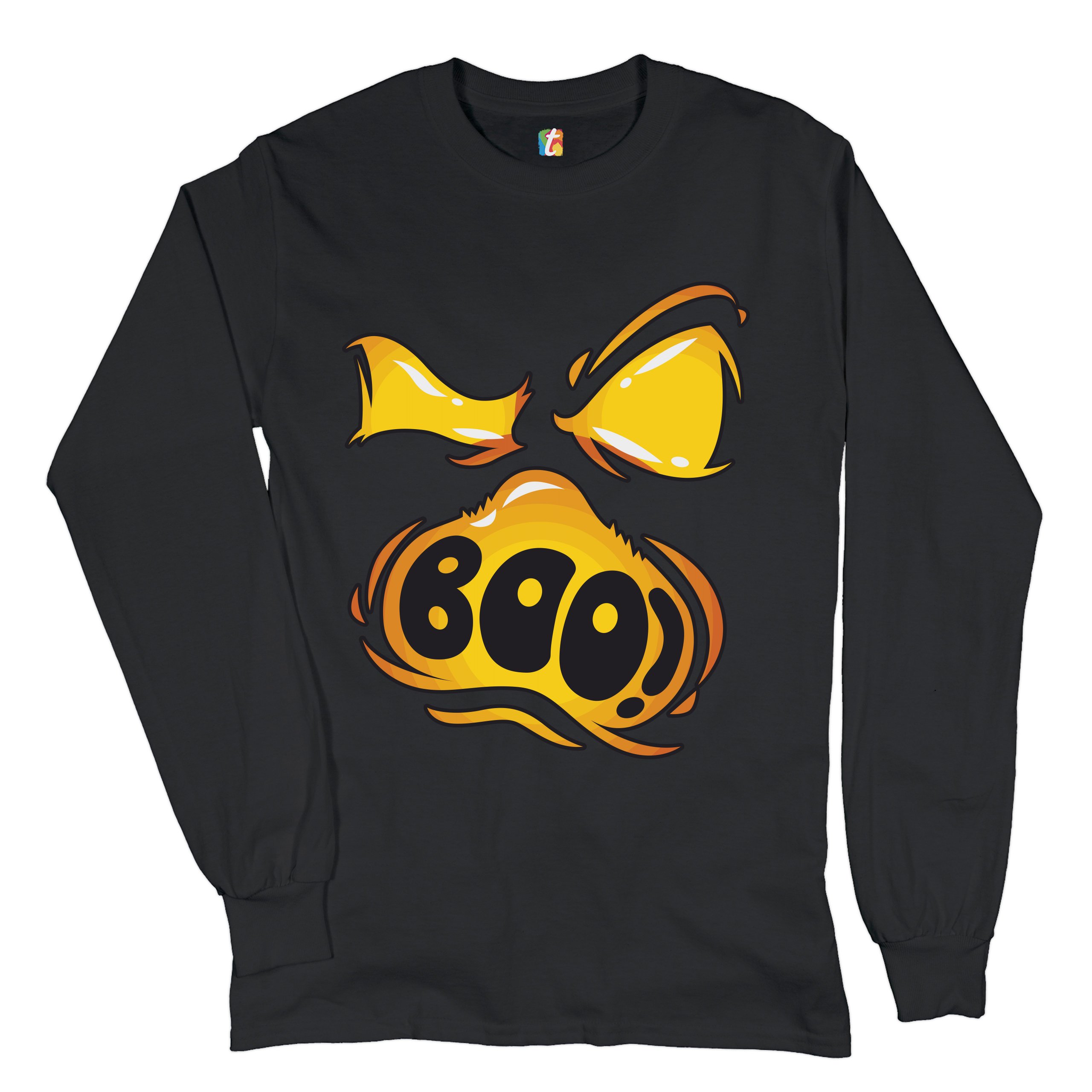 Boo! Ghost Face Long Sleeve T-shirt Halloween Trick-or-Treat All Hallows' Eve - Picture 2 of 45