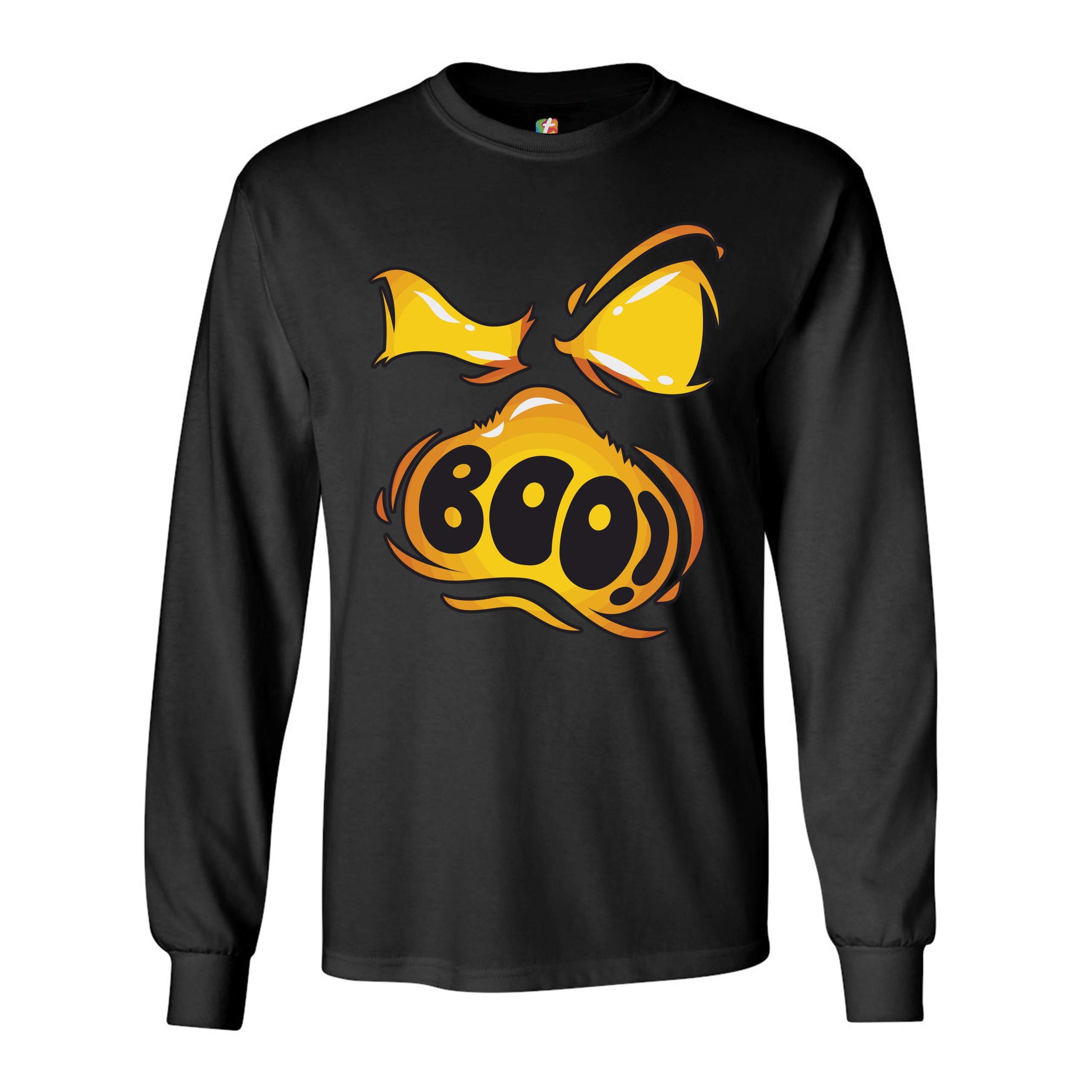 Boo! Ghost Face Long Sleeve T-shirt Halloween Trick-or-Treat All Hallows' Eve - Picture 3 of 45