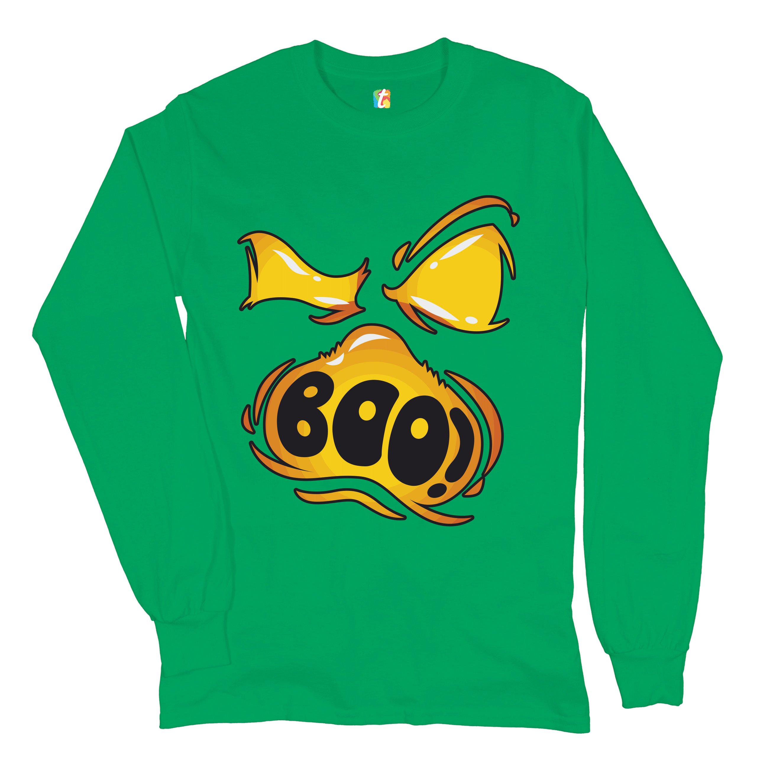 Boo! Ghost Face Long Sleeve T-shirt Halloween Trick-or-Treat All Hallows' Eve - Picture 26 of 45