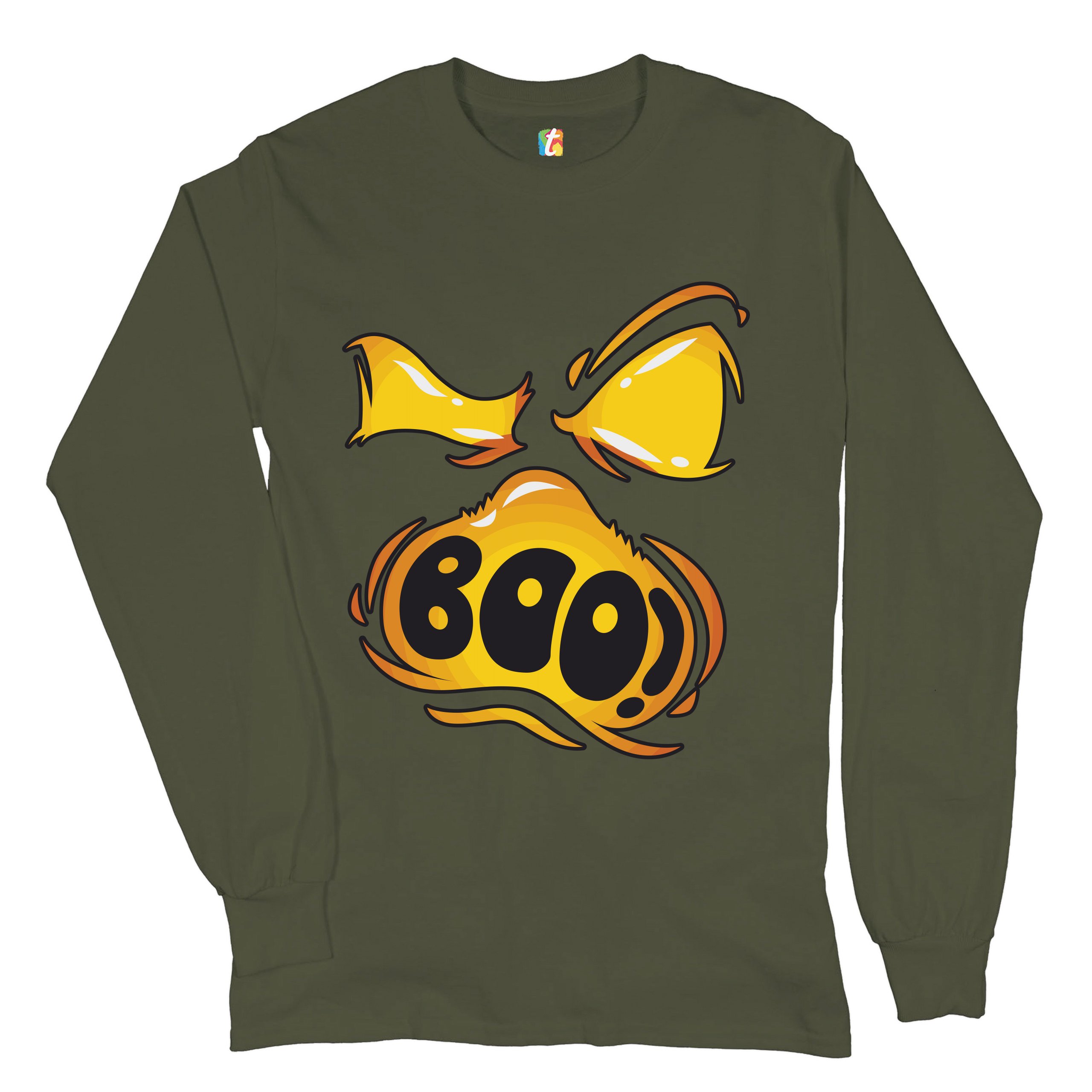 Boo! Ghost Face Long Sleeve T-shirt Halloween Trick-or-Treat All Hallows' Eve - Picture 30 of 45