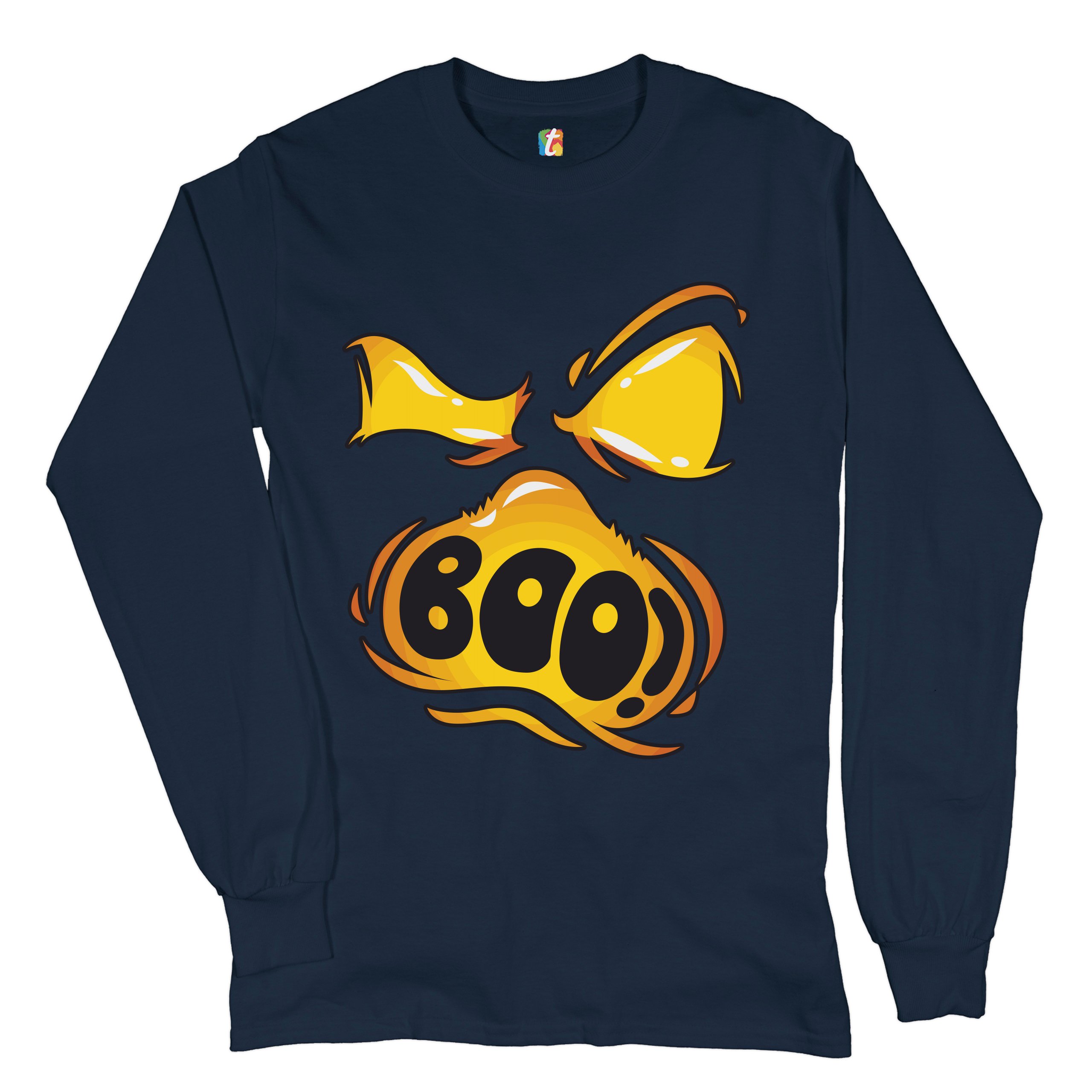 Boo! Ghost Face Long Sleeve T-shirt Halloween Trick-or-Treat All Hallows' Eve - Picture 22 of 45