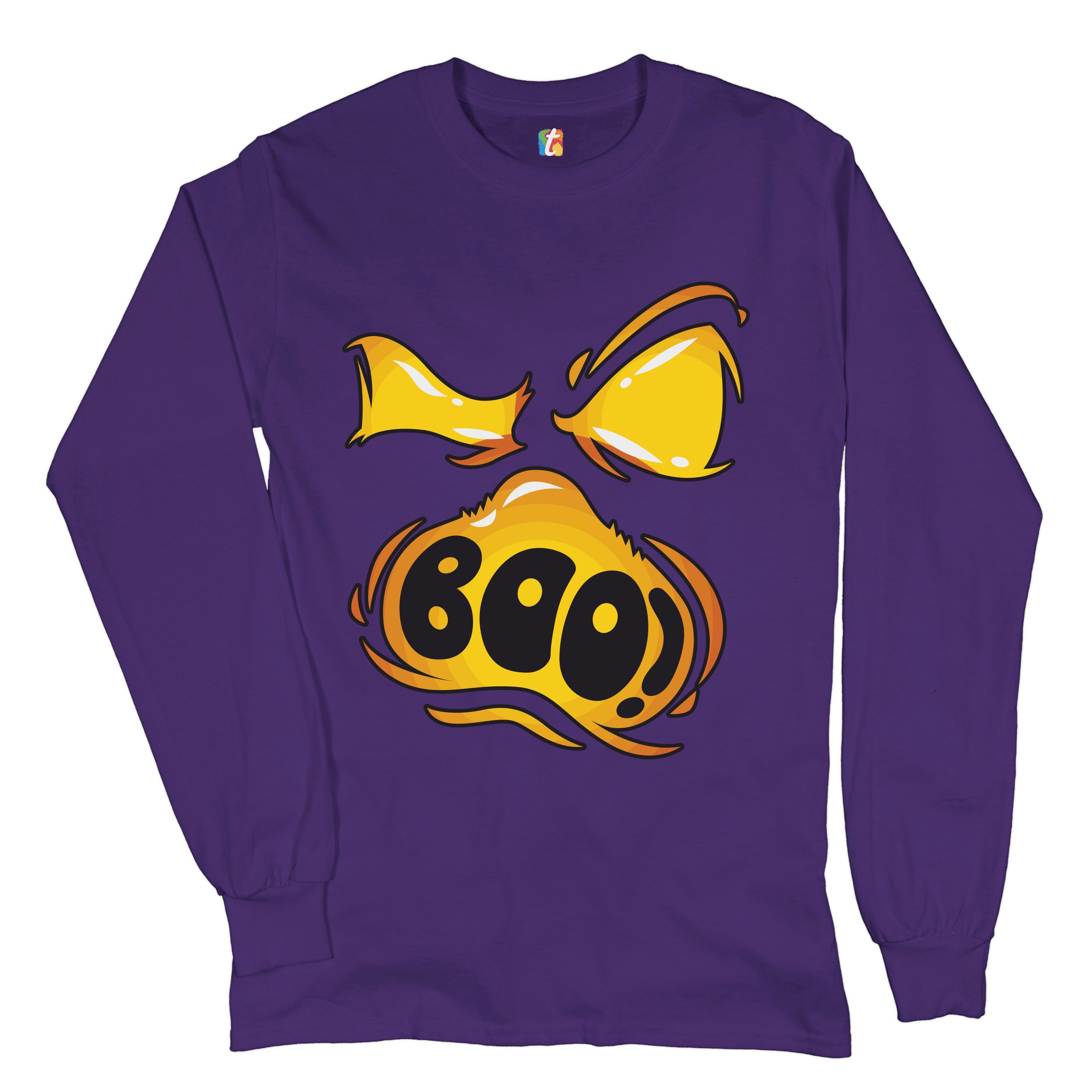Boo! Ghost Face Long Sleeve T-shirt Halloween Trick-or-Treat All Hallows' Eve - Picture 10 of 45