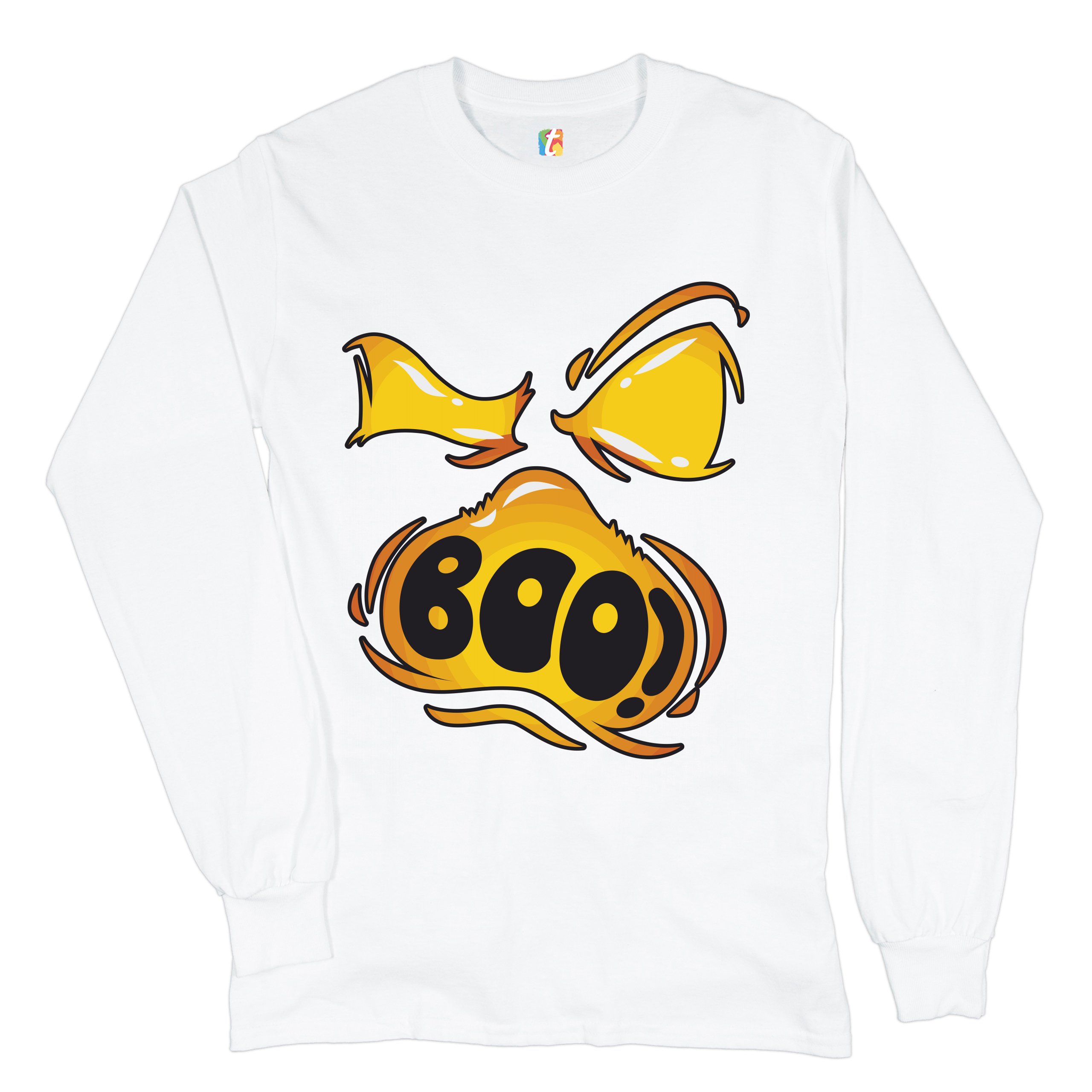 Boo! Ghost Face Long Sleeve T-shirt Halloween Trick-or-Treat All Hallows' Eve - Picture 18 of 45