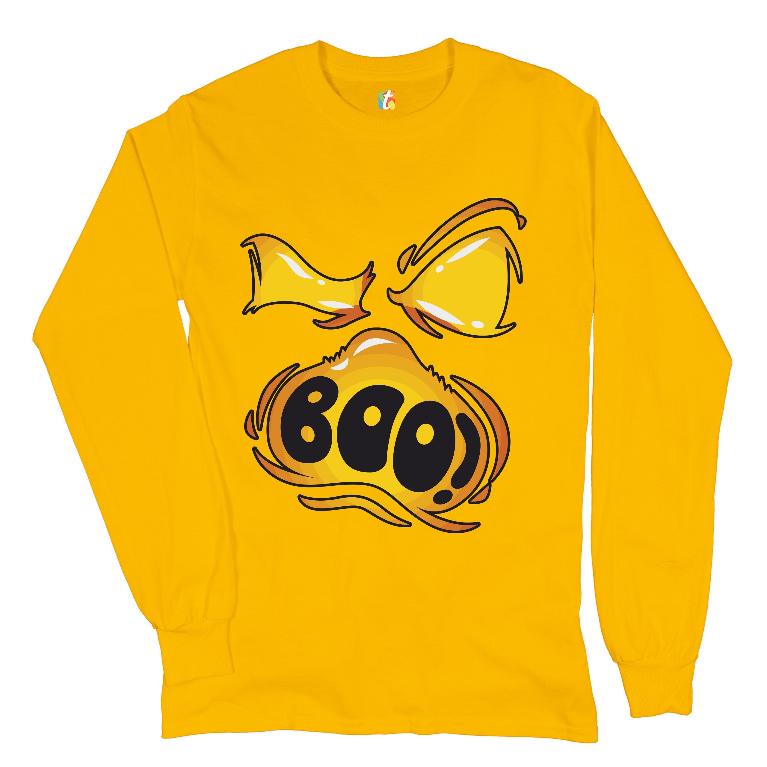 Boo! Ghost Face Long Sleeve T-shirt Halloween Trick-or-Treat All Hallows' Eve - Picture 38 of 45
