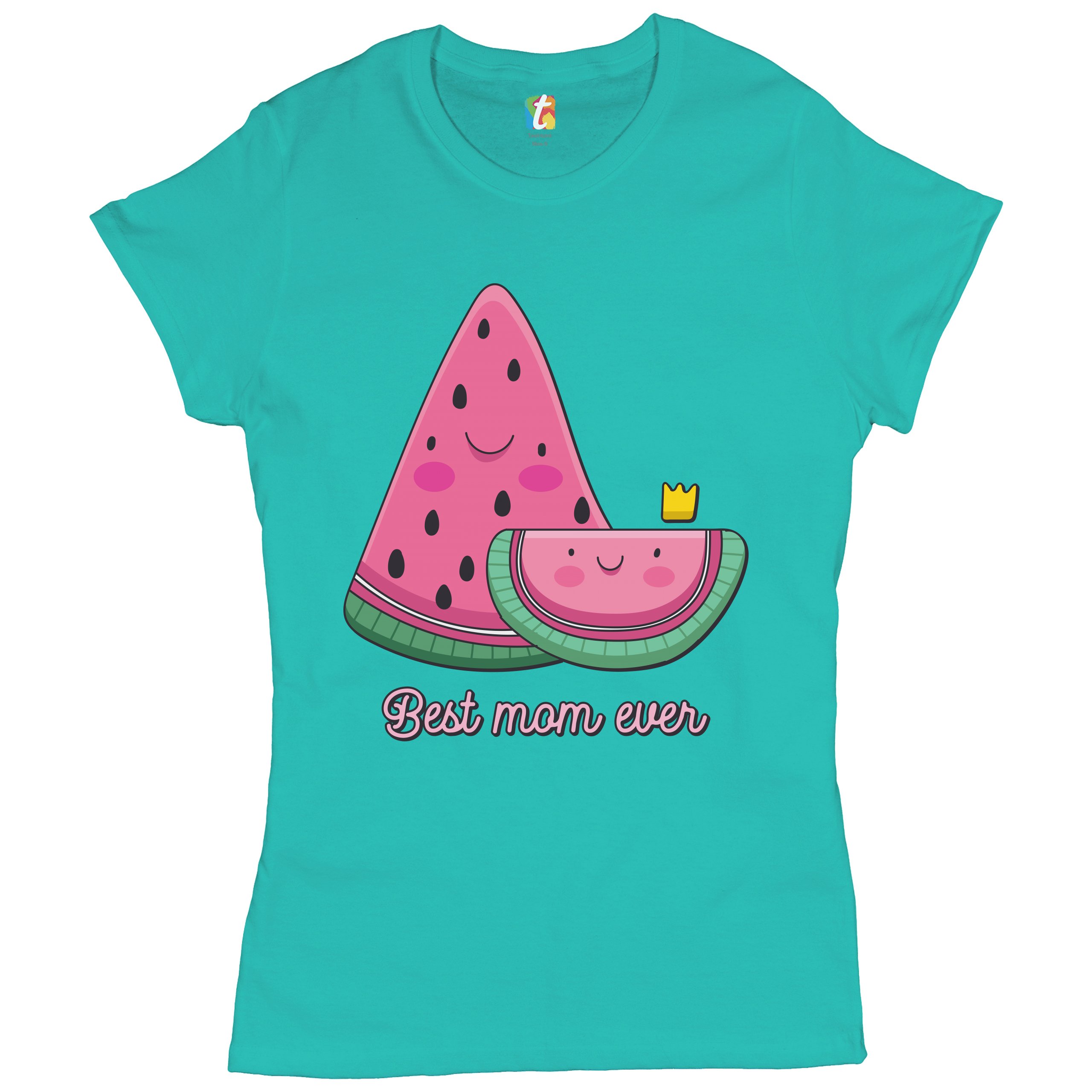 Best Mom Ever T-Shirt Mother's Day Cute Watermelon Mama and a Kid Women's Tee - Picture 18 of 25