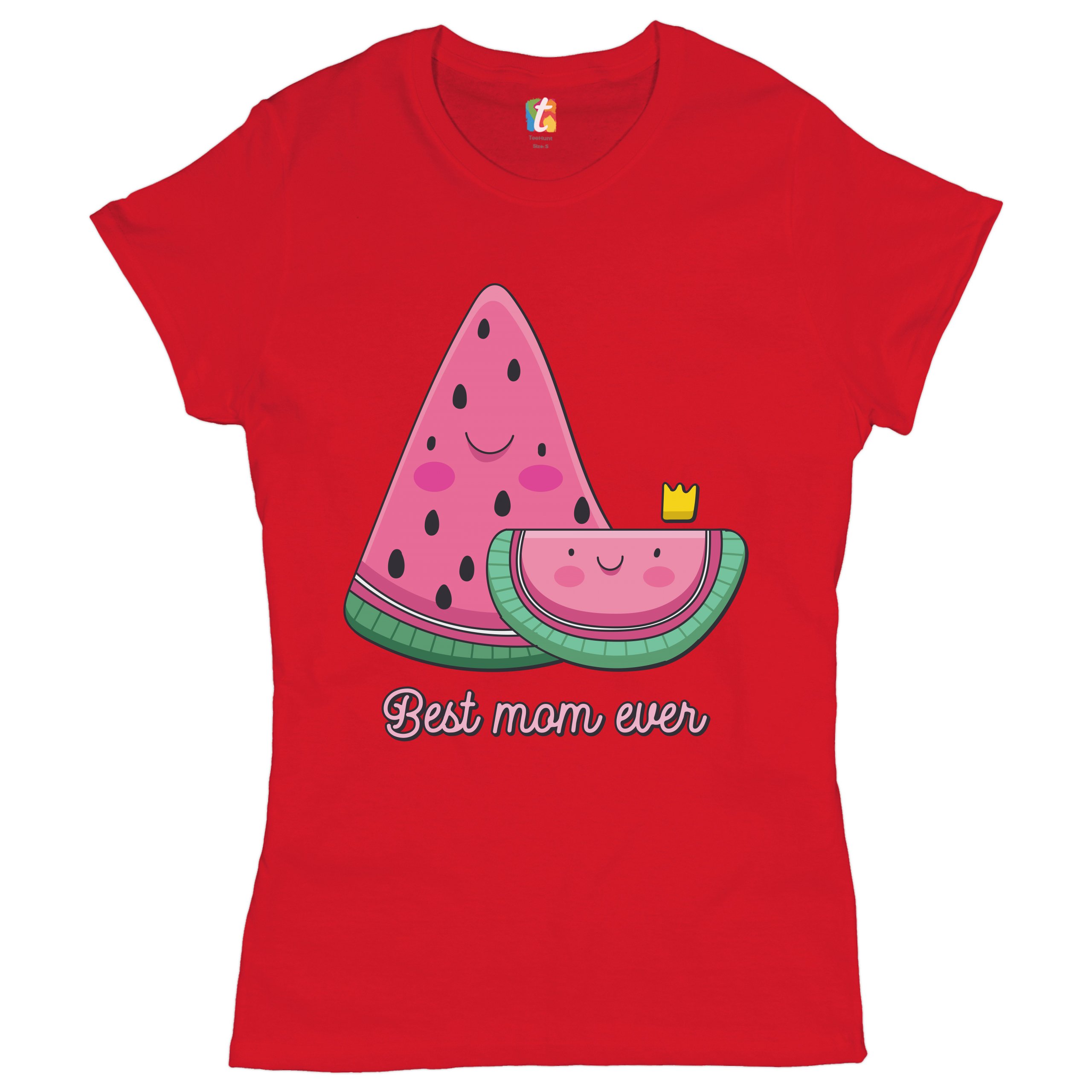 Best Mom Ever T-Shirt Mother's Day Cute Watermelon Mama and a Kid Women's Tee - Picture 10 of 25