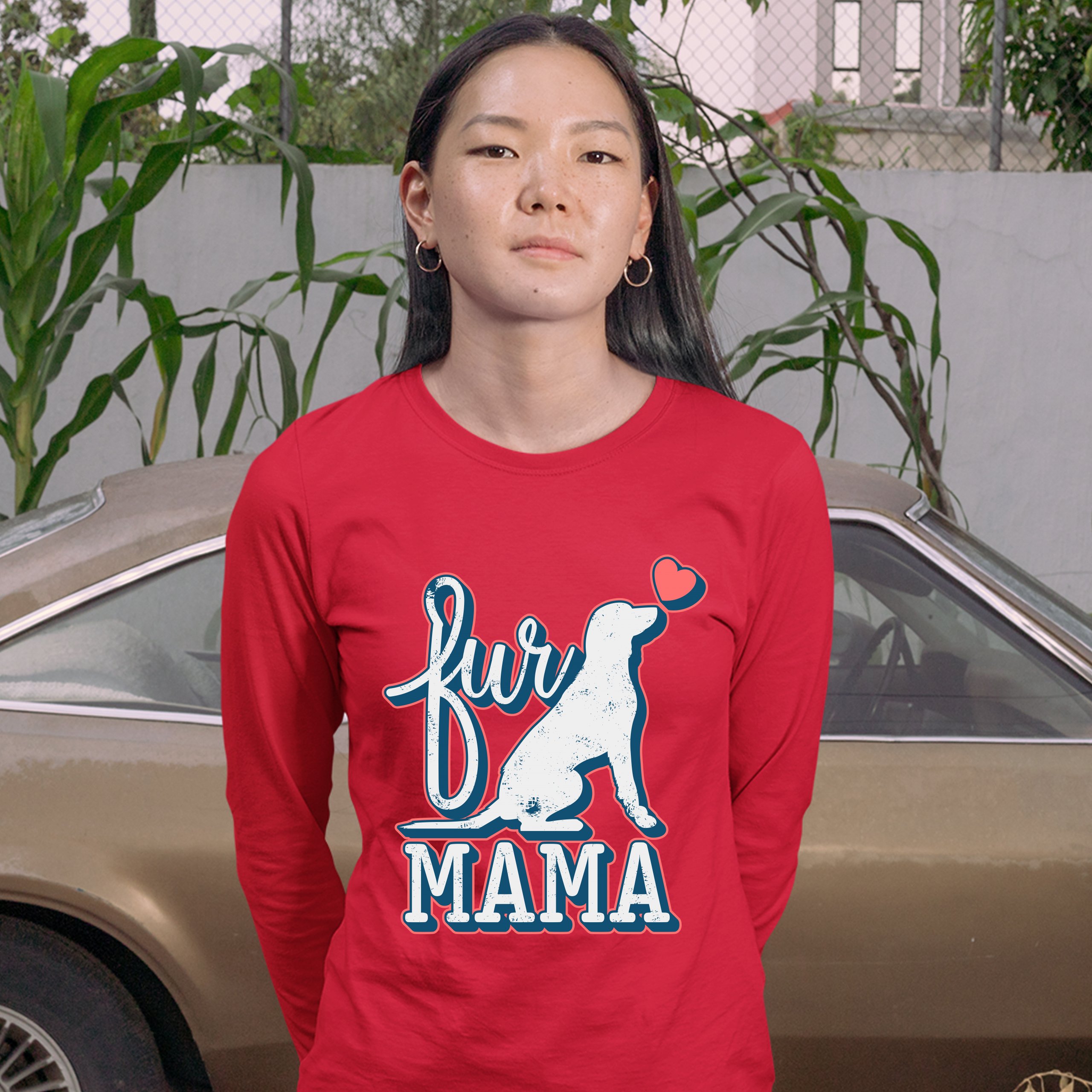 Fur Mama Women's Long Sleeve T-shirt I Love My Dog Pet Owner Mother's Day - Picture 13 of 29