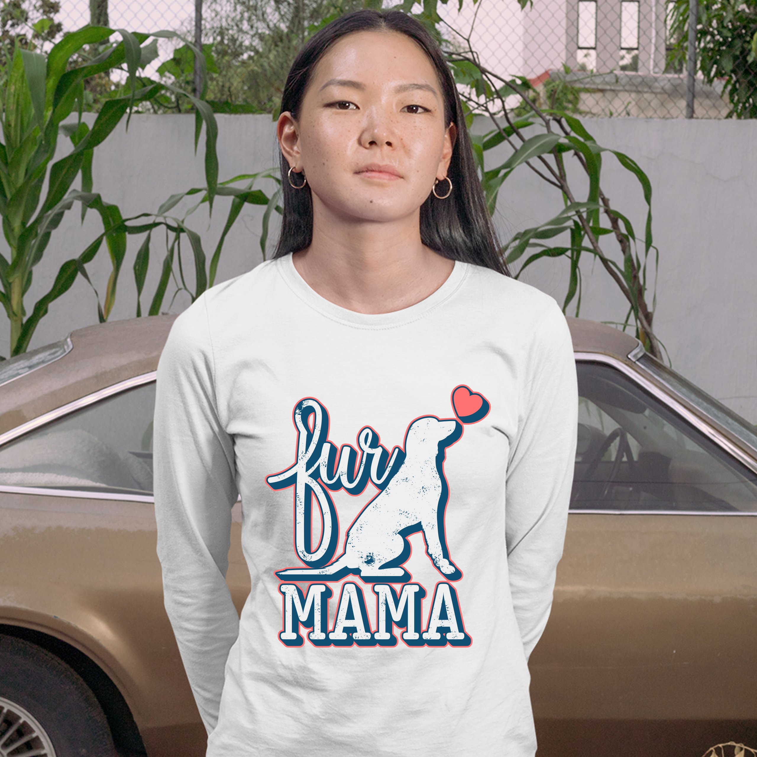 Fur Mama Women's Long Sleeve T-shirt I Love My Dog Pet Owner Mother's Day - Picture 17 of 29