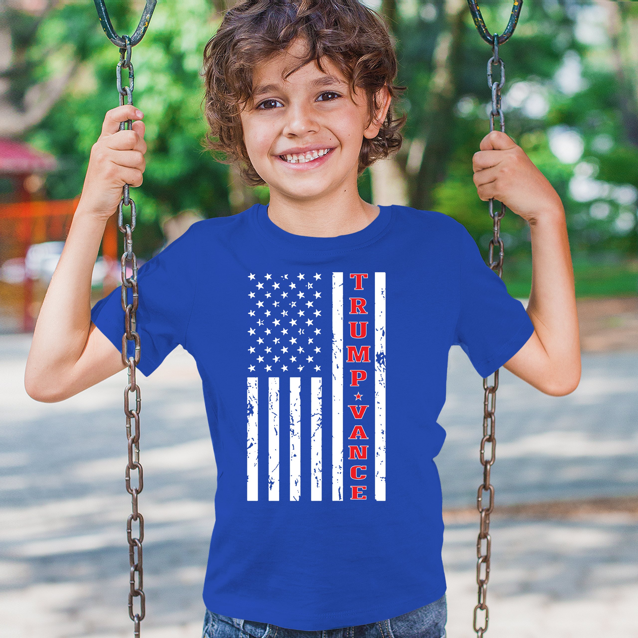 Trump JD Vance 2024 American Flag Youth T-shirt VP Patriotic Vote Red FJB Kids - Picture 33 of 43