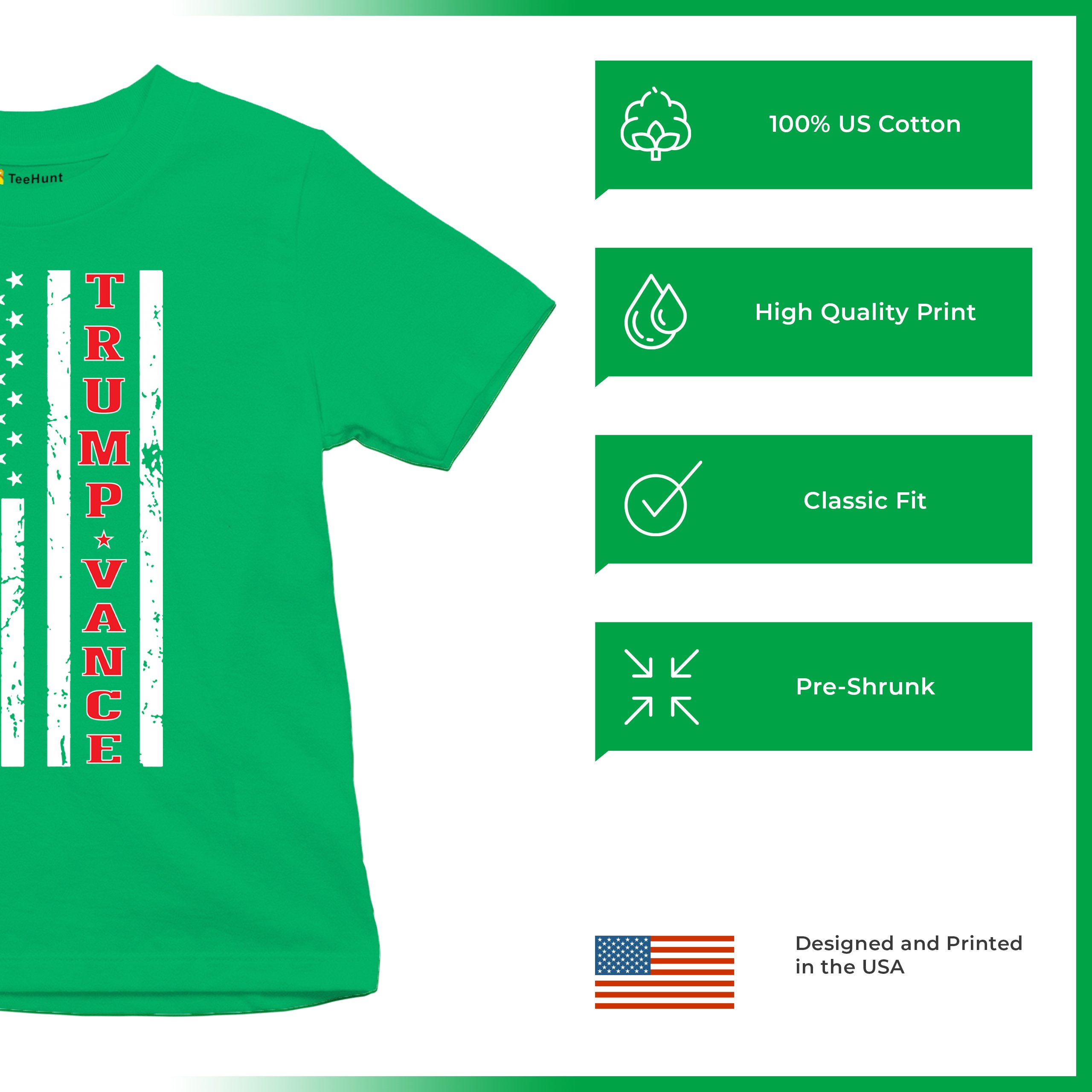 Trump JD Vance 2024 American Flag Youth T-shirt VP Patriotic Vote Red FJB Kids - Picture 28 of 43