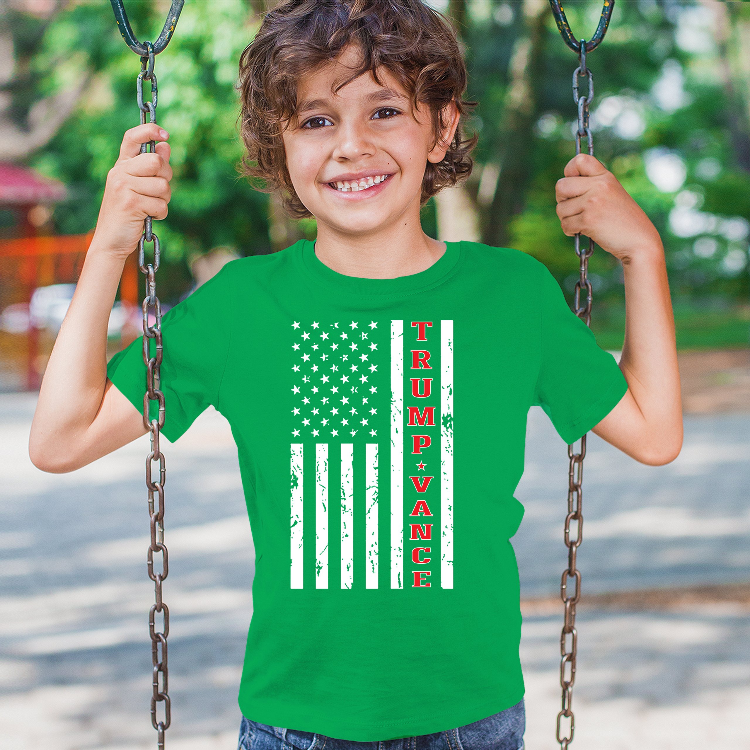 Trump JD Vance 2024 American Flag Youth T-shirt VP Patriotic Vote Red FJB Kids - Picture 26 of 43