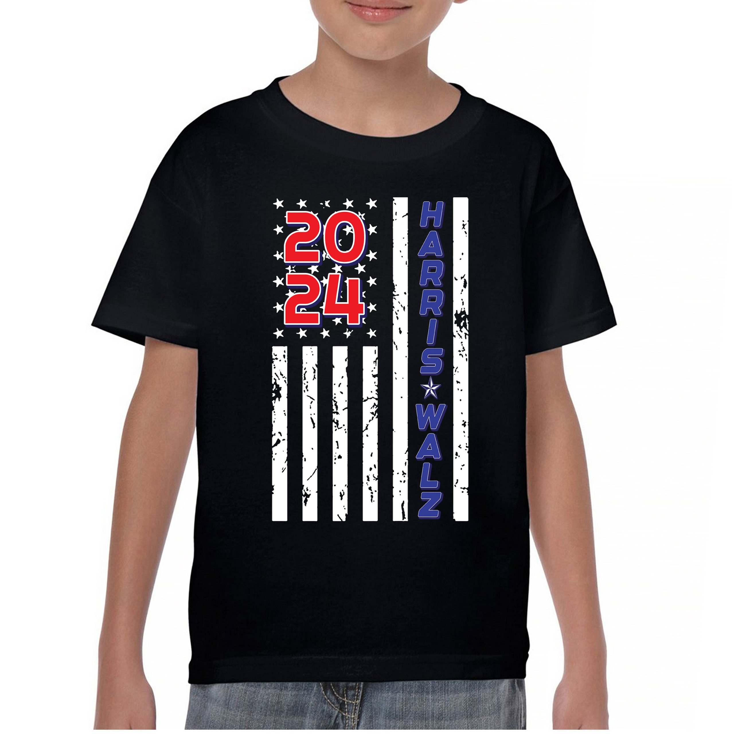 Harris Walz 2024 Flag Youth T-shirt Kamala President 47 I'm Speaking USA Kids - Picture 2 of 50
