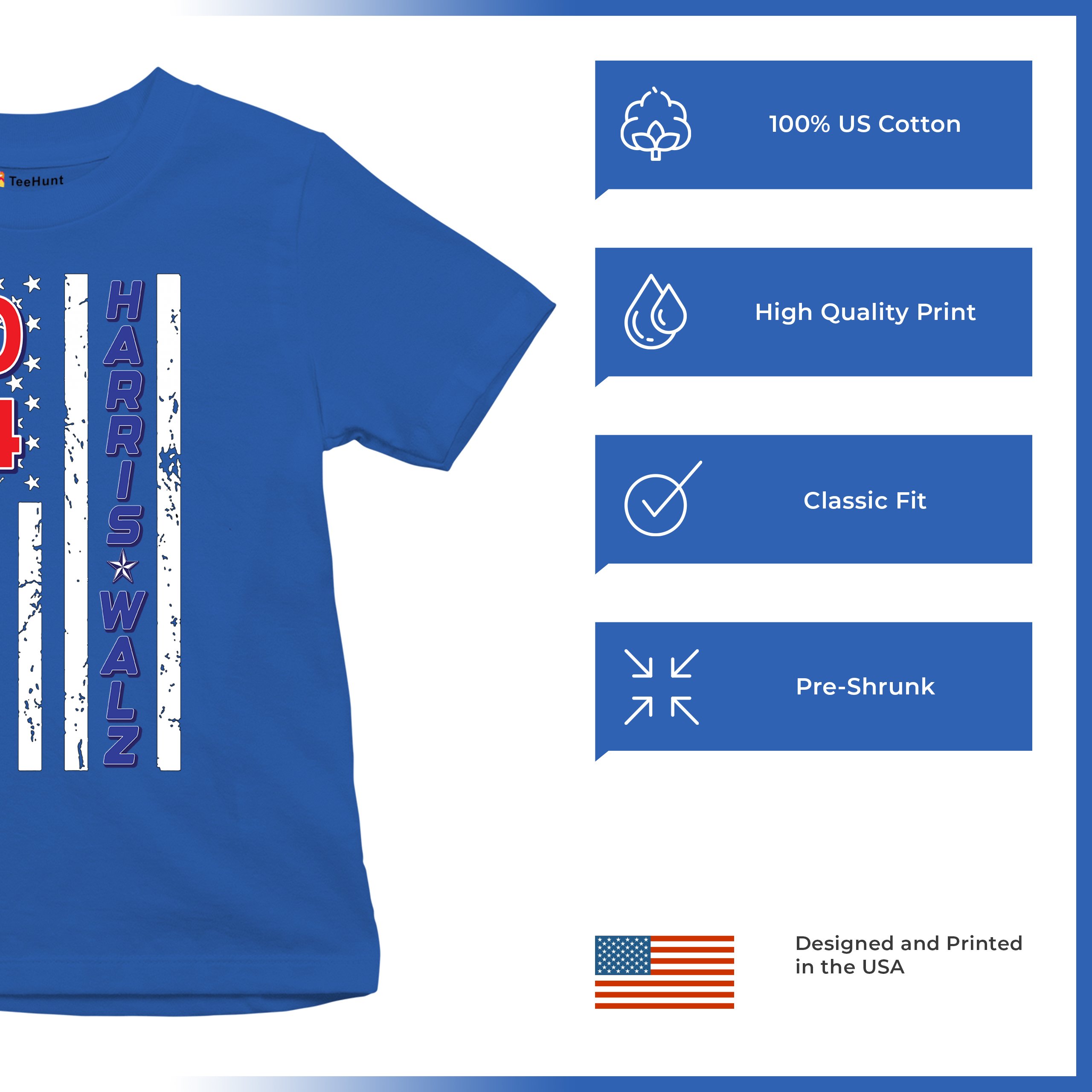 Harris Walz 2024 Flag Youth T-shirt Kamala President 47 I'm Speaking USA Kids - Picture 42 of 50